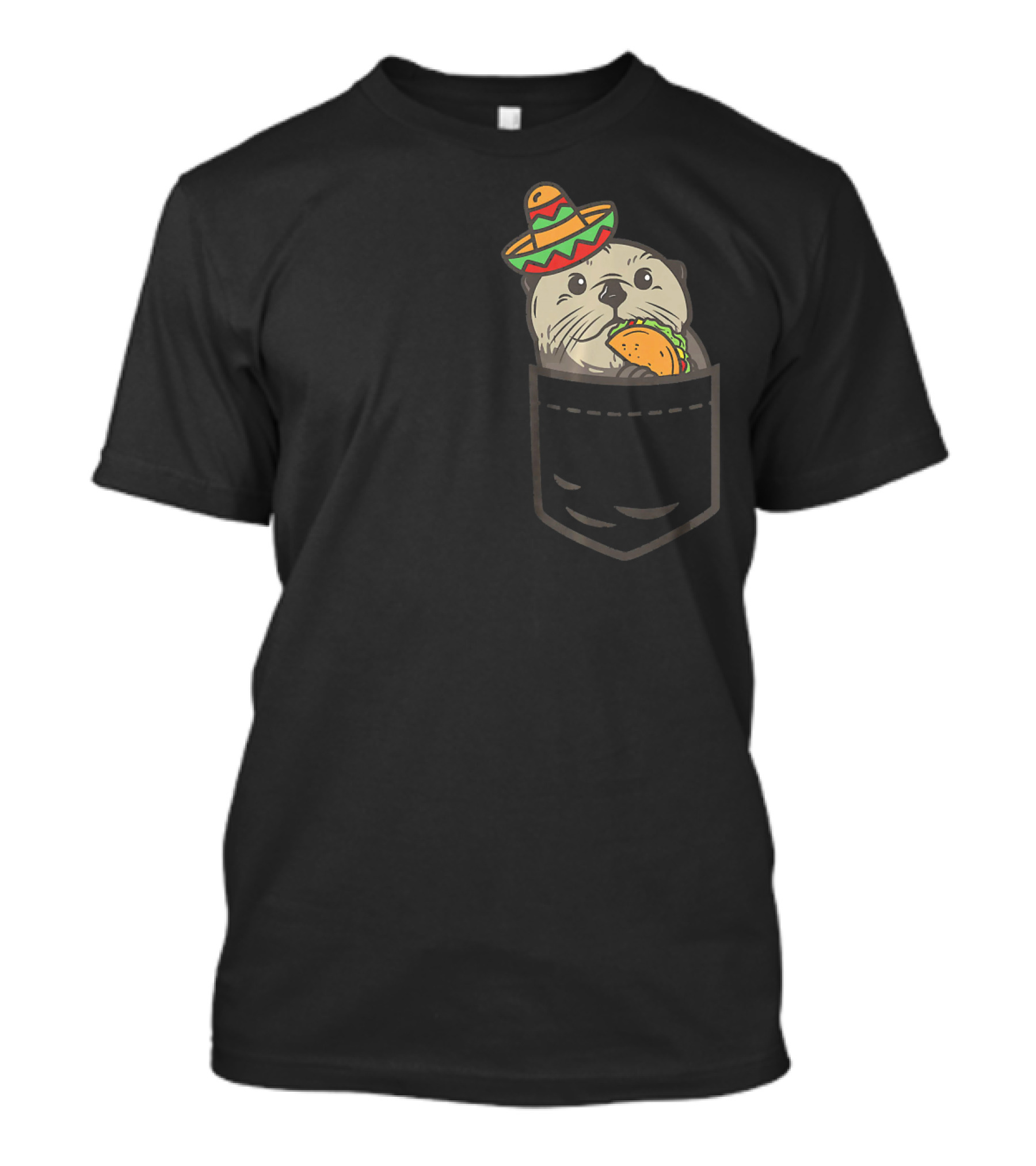 Cute Pocket Otter Sombrero Taco Cinco De Mayo T-Shirt