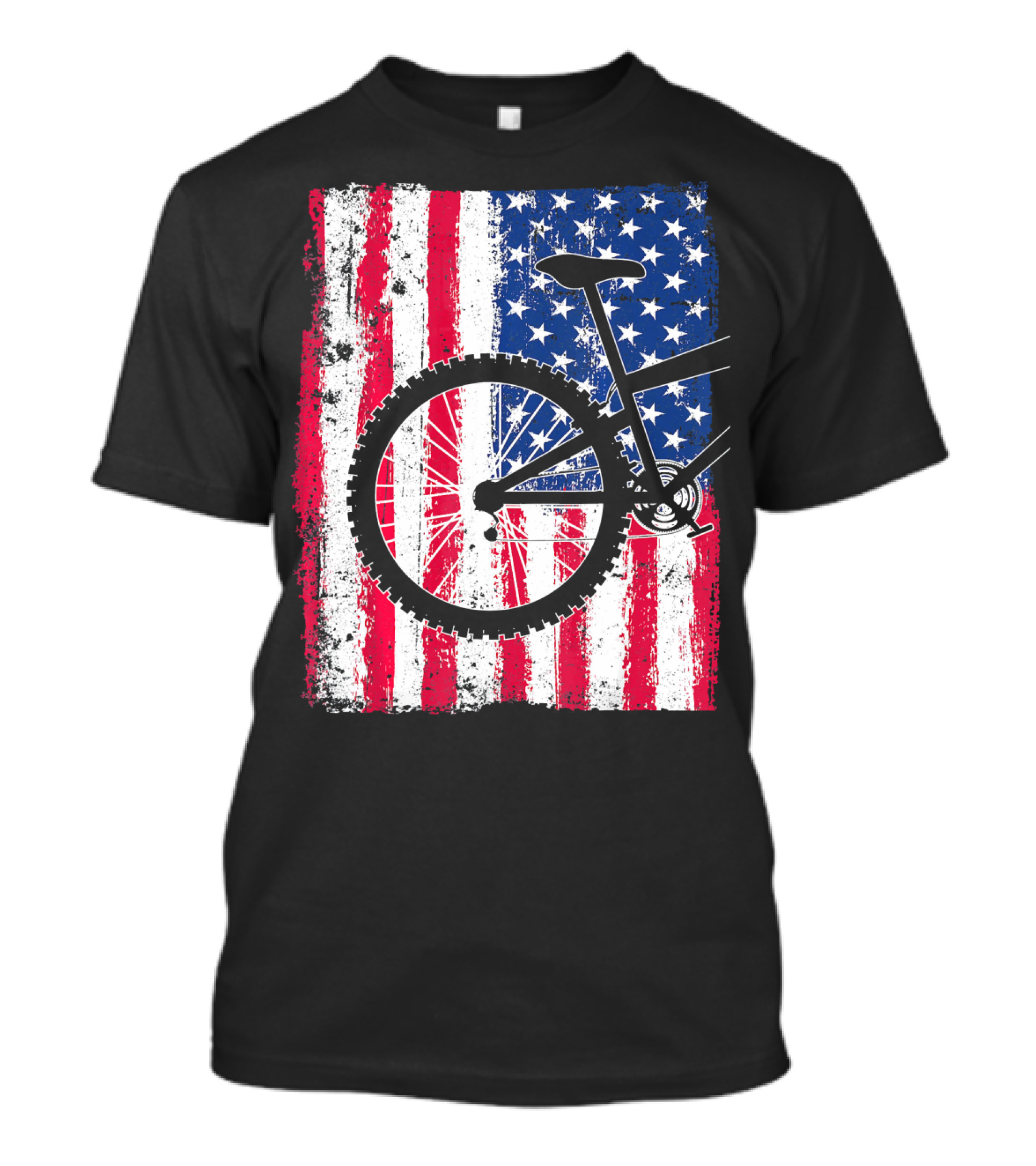Mountain Bike Cycling American Flag Bicycle USA T-Shirt
