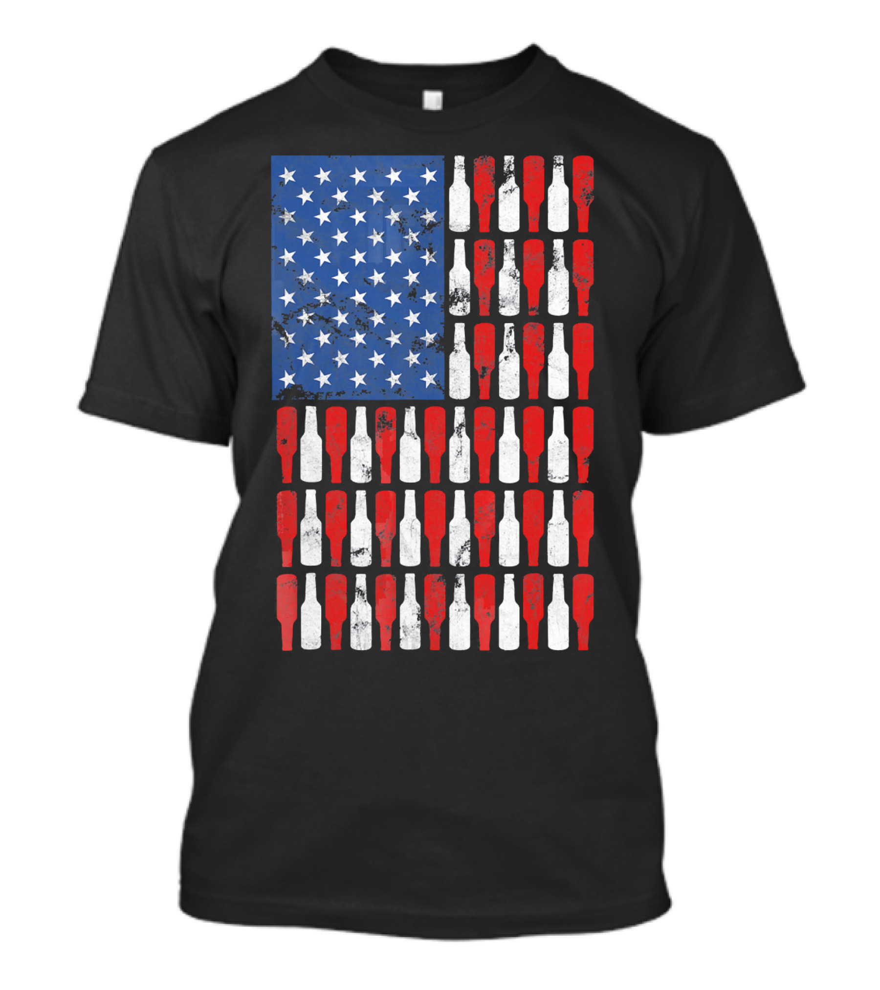Vintage USA American Flag Made Of Beer Bottles T-Shirt