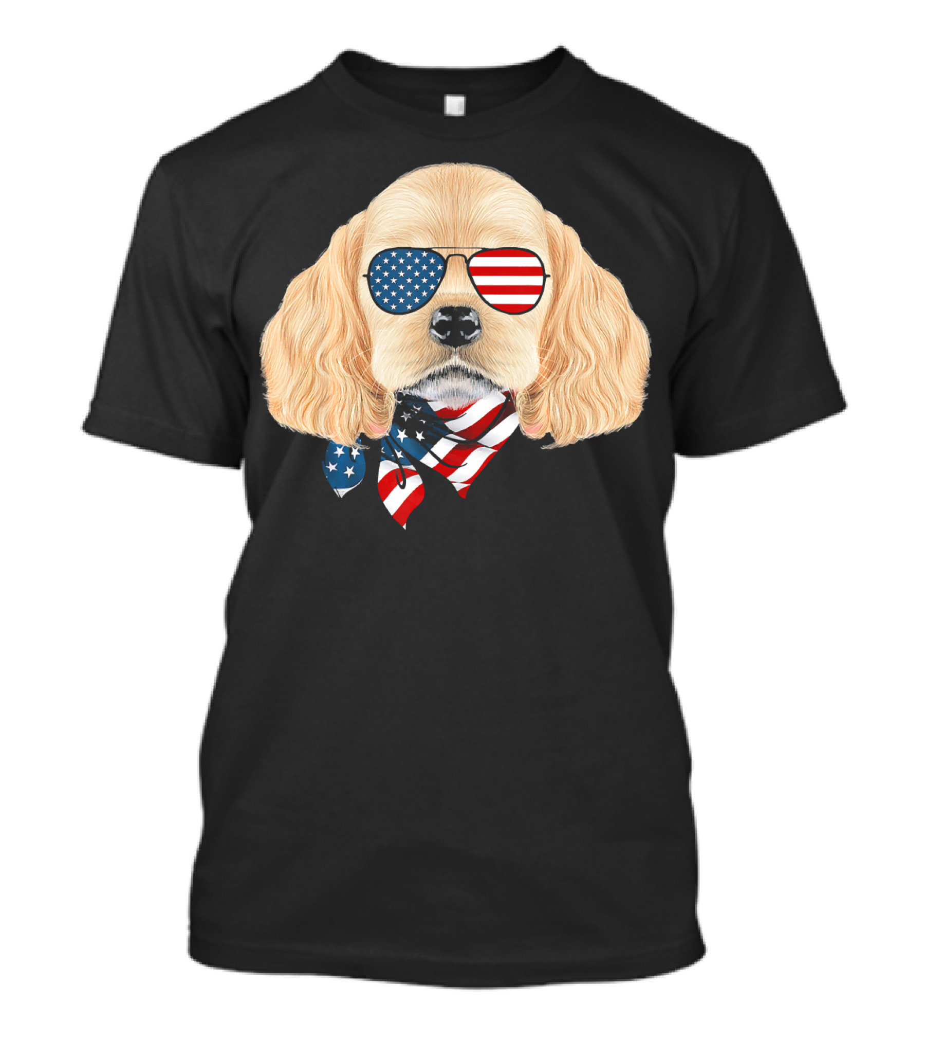 Cocker Spaniel Wearing American Flag Sunglasses And Bandana Patriotic T-Shirt