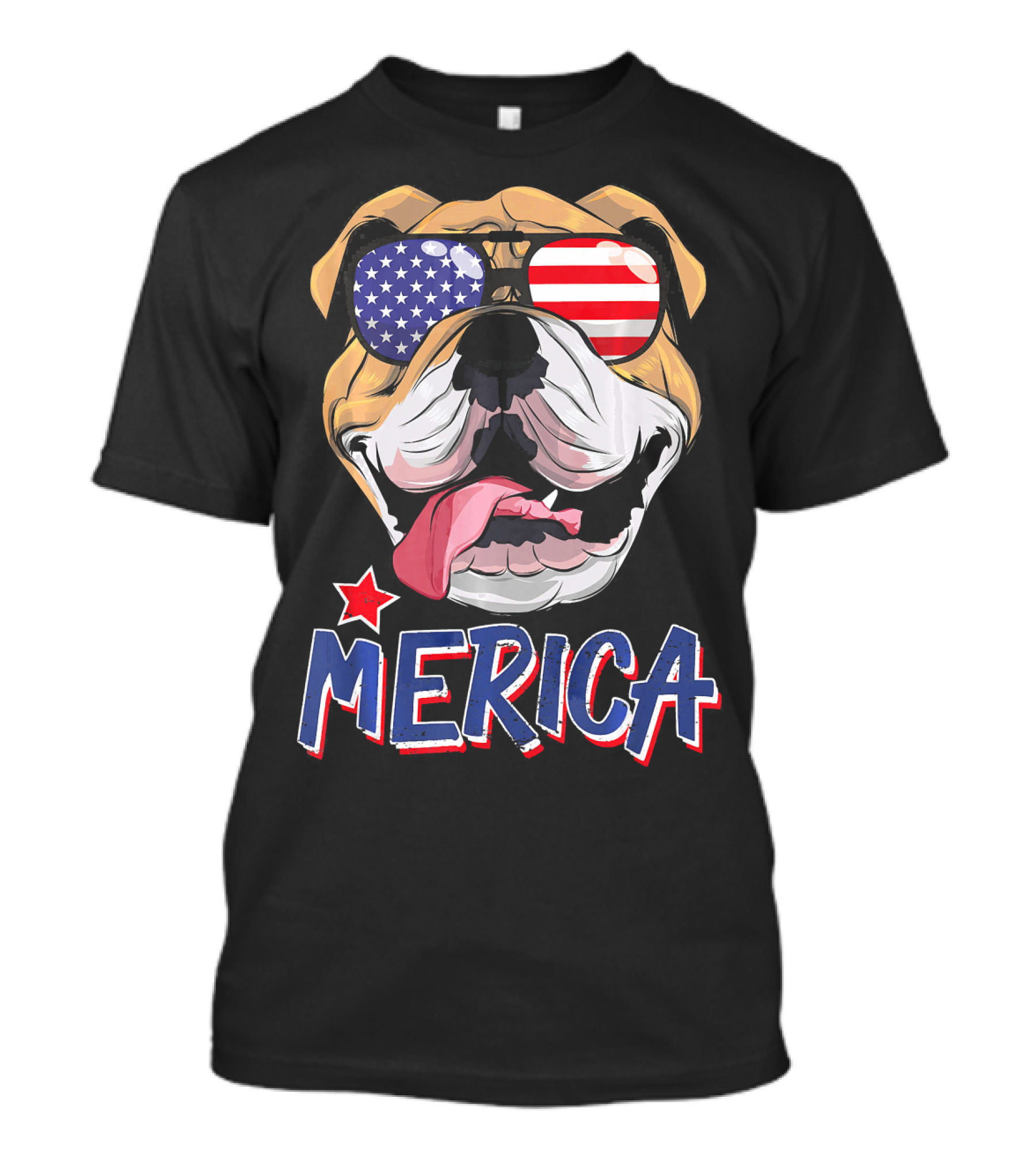 English Bulldog Merica Sunglasses Fourth Of July T-Shirt