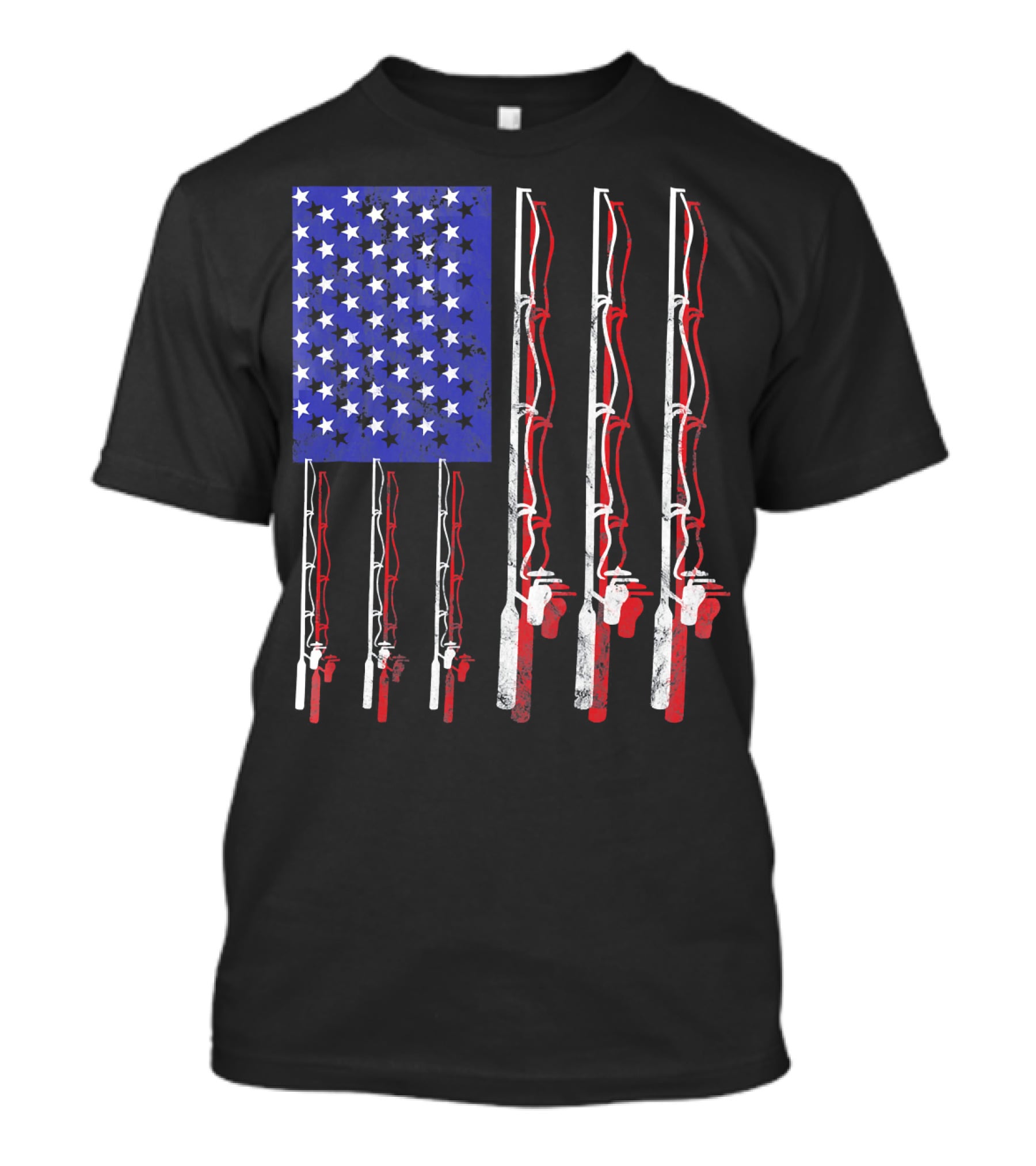 Humorous Patriotic Dad Fishing Rod American Flag Stars Stripes Edition T-Shirt