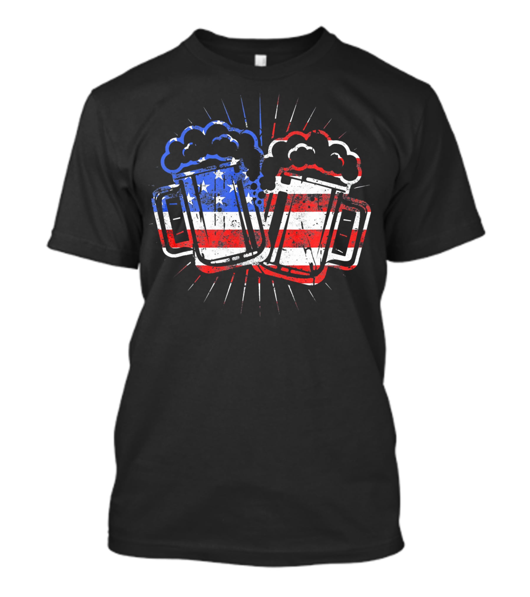 Cheers Beer American Flag Drinks T-Shirt