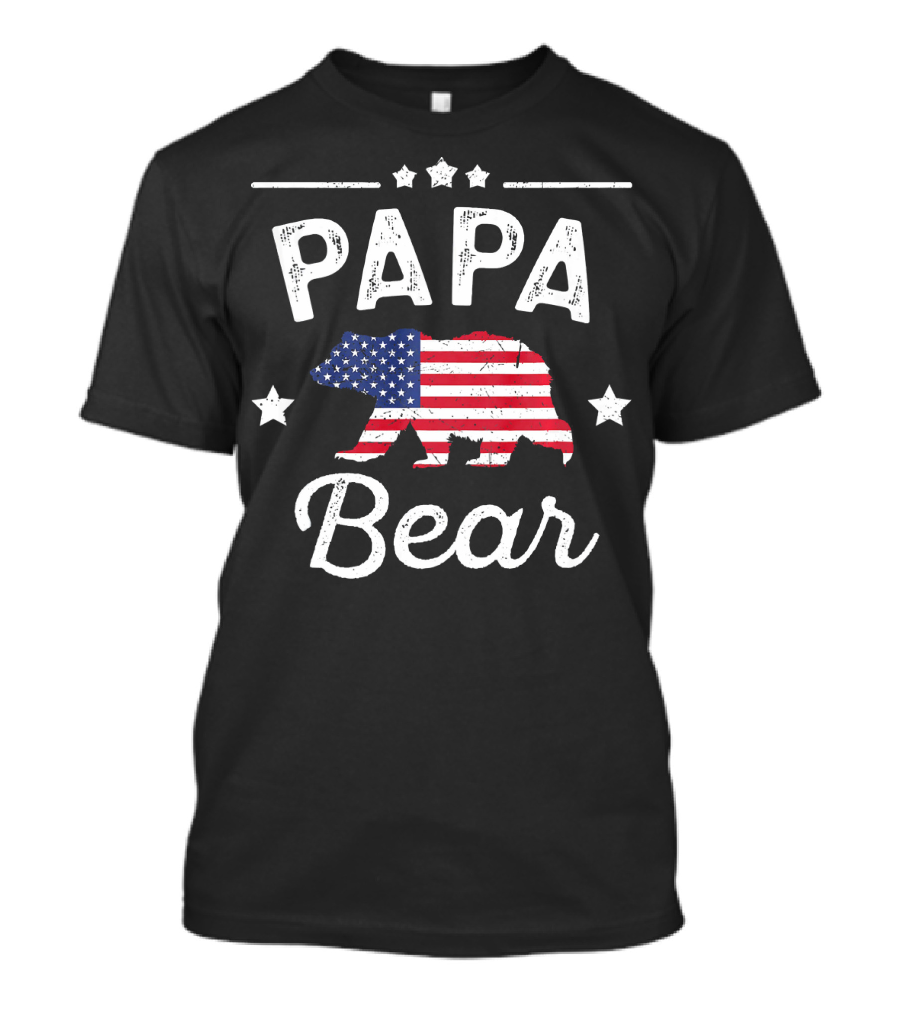 Papa Bear American Flag Stars T-Shirt