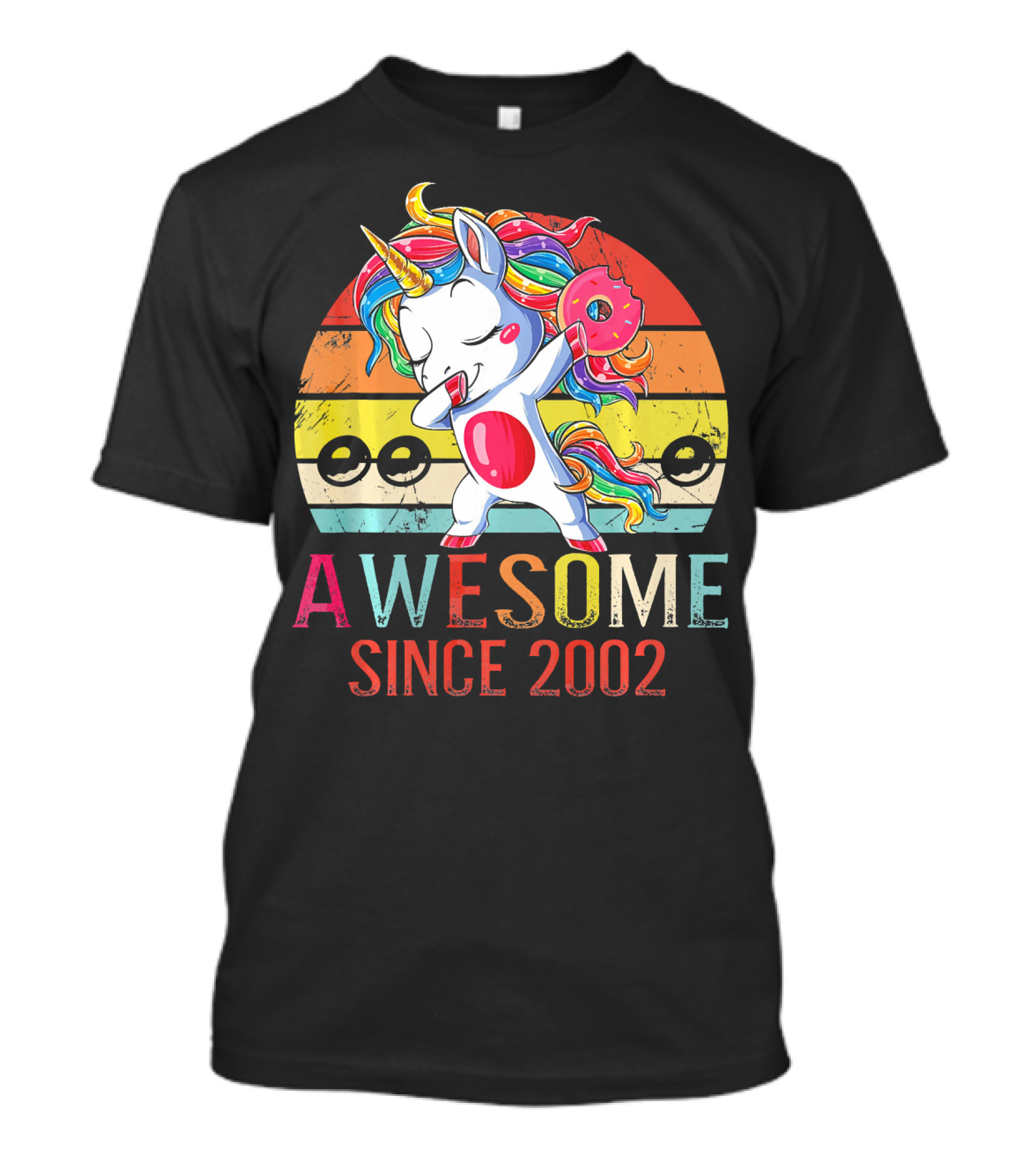 Awesome Unicorn Dabbing Donut Since 2002 T-Shirt