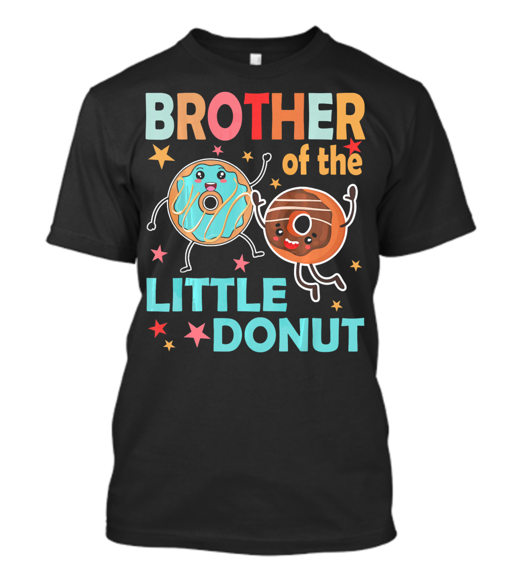 BROTHER OF THE LITTLE DONUT Cute Cartoon Characters With Stars And Sprinkles T-Shirt