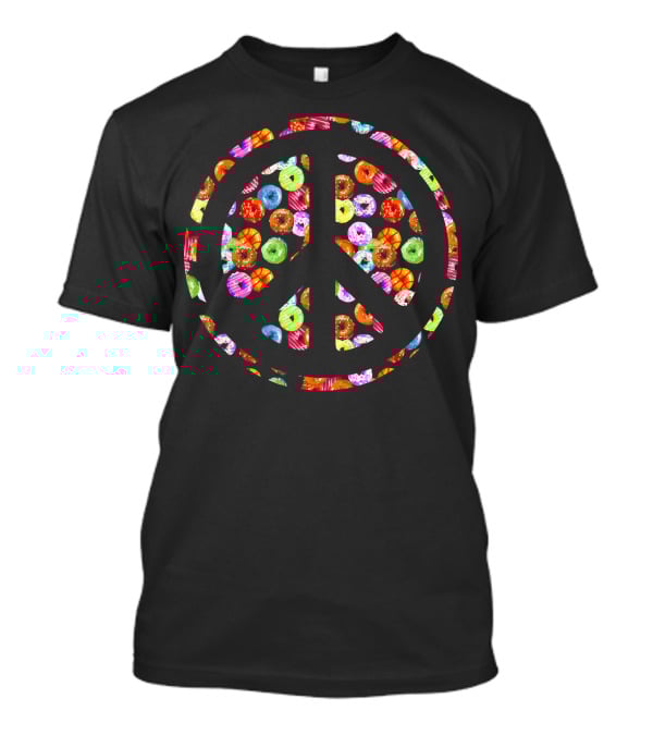 Funny Flower Power PEACE Sign Yummy Donuts T-Shirt