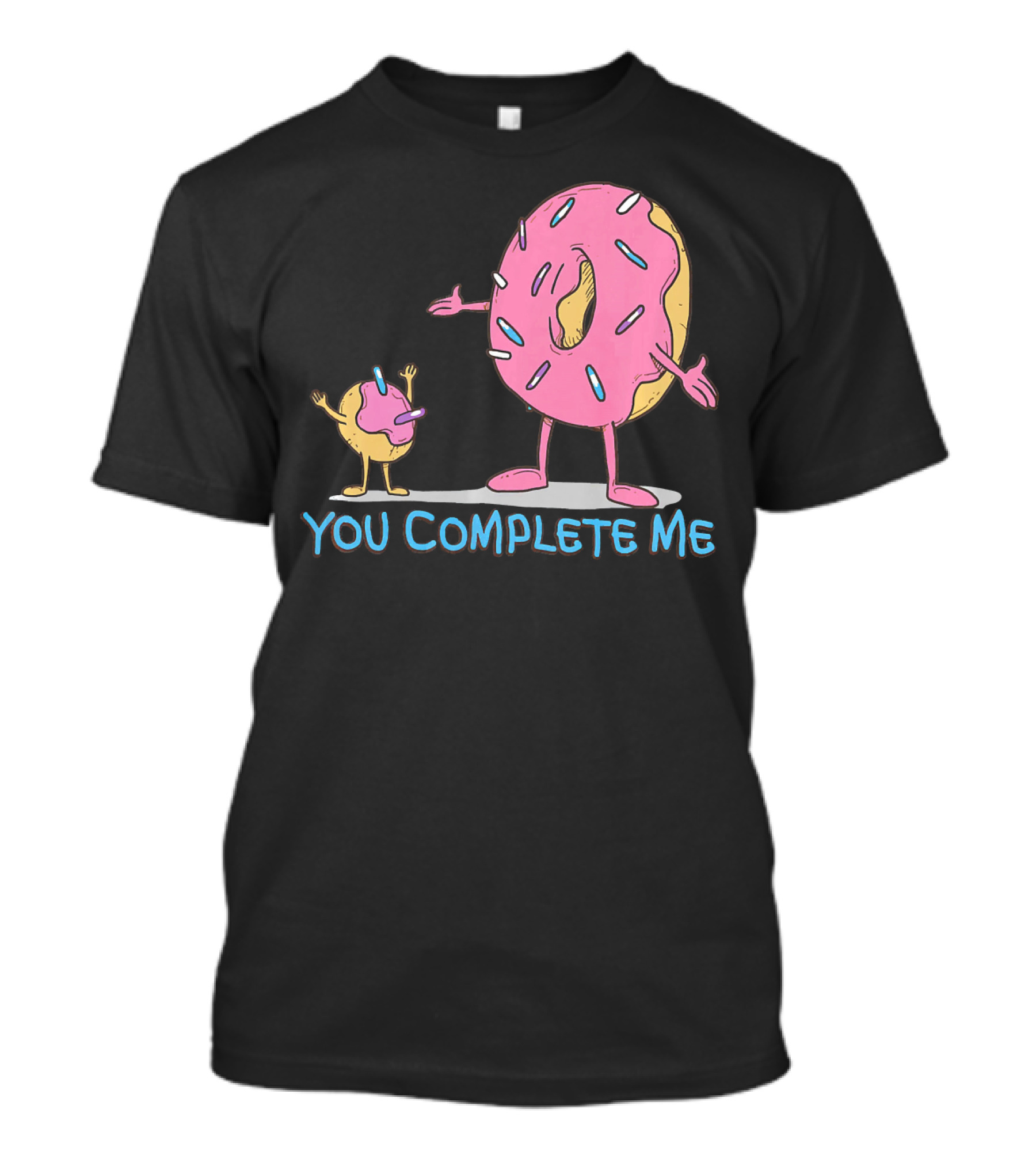 Funny You Complete Me Pink Sprinkled Donut Duo Hugging T-Shirt
