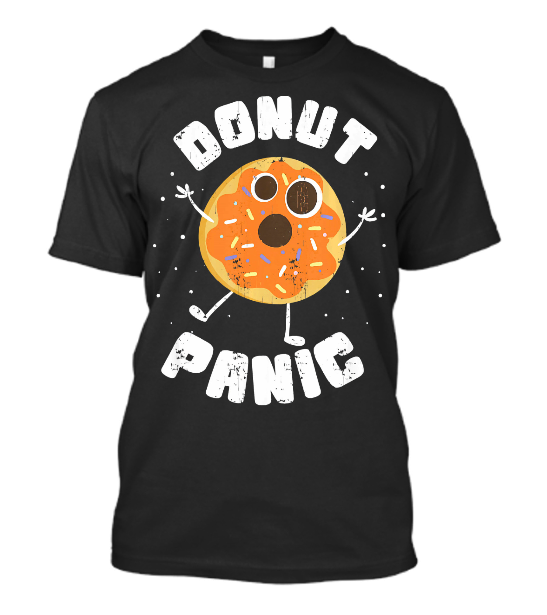 DONUT PANIC Funny Donut With Sprinkles And Eyes T-Shirt