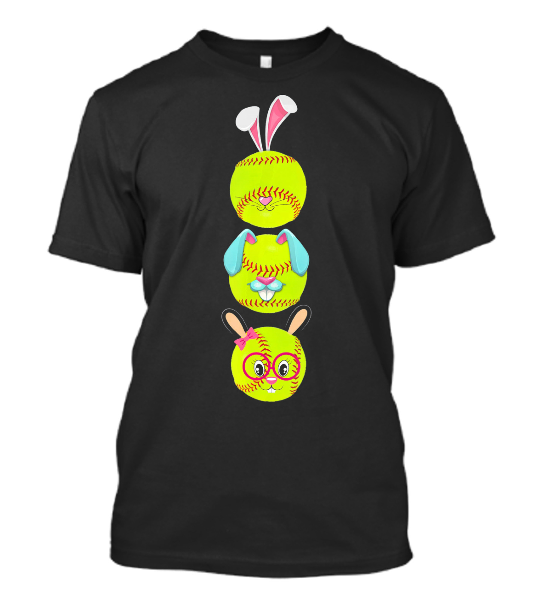 Softball Emojis With Bunny Ears And Glasses T-Shirt
