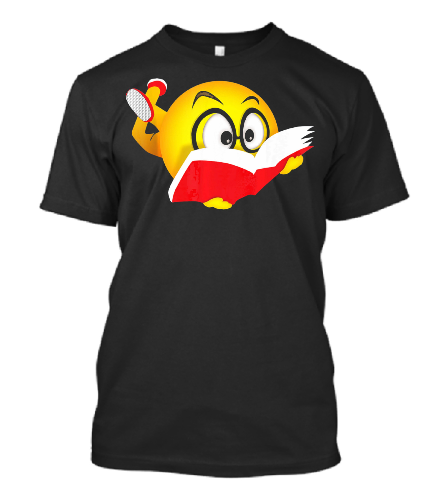 Nerdy Reading Emoji Glasses Book T-Shirt