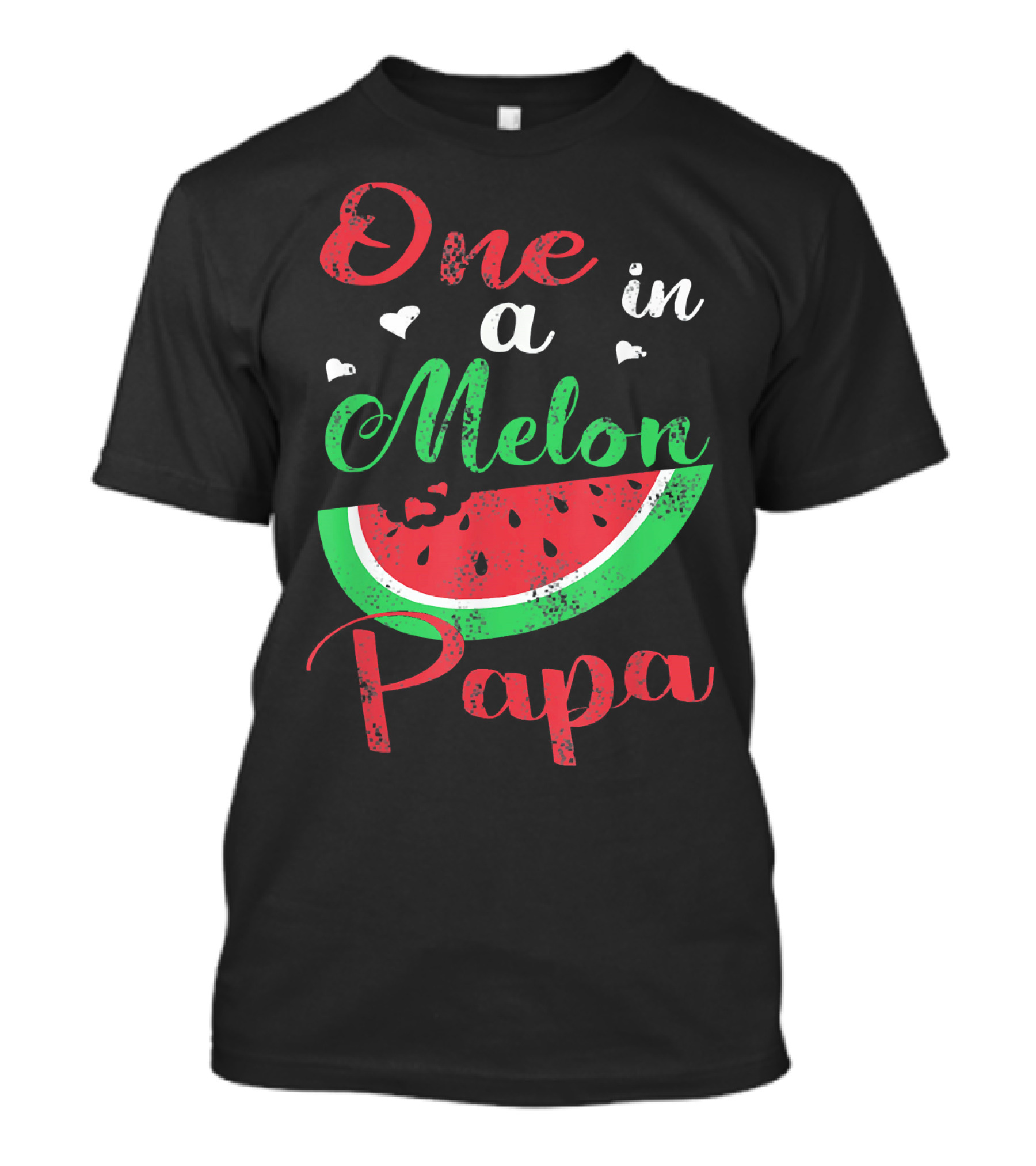 One In A Melon Papa Mens Watermelon Heart Graphics T-Shirt