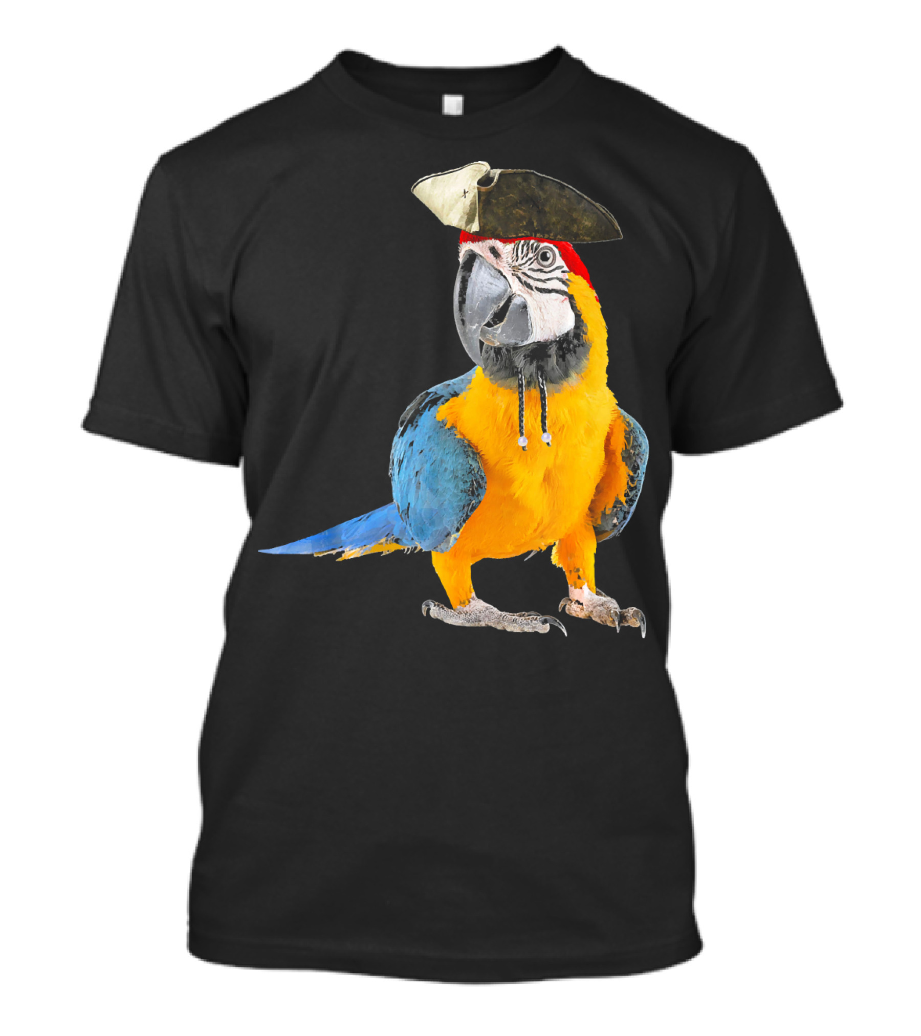 Parrot Of The Caribbean Bird Pirate Hall Macaw With Tricorn Hat T-Shirt