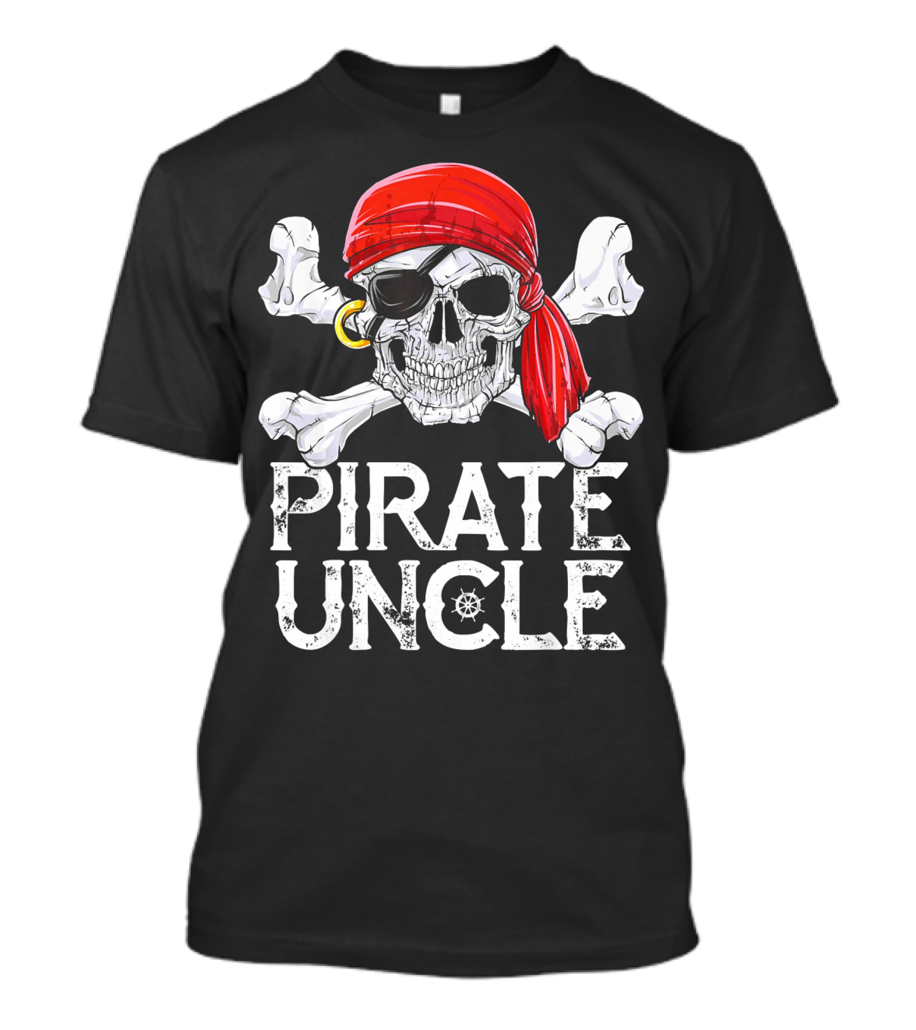 Pirate Uncle Skull Crossbones Jolly Roger Bandana Eyepatch T-Shirt