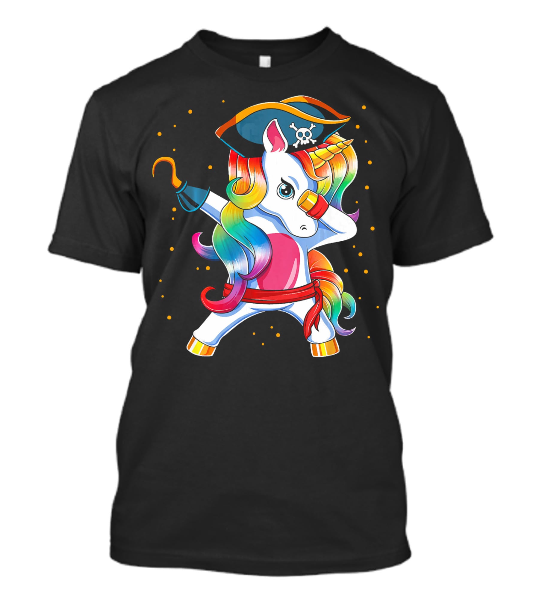 Funny Pirate Unicorn With Rainbow Hair And Eye Patch T-Shirt