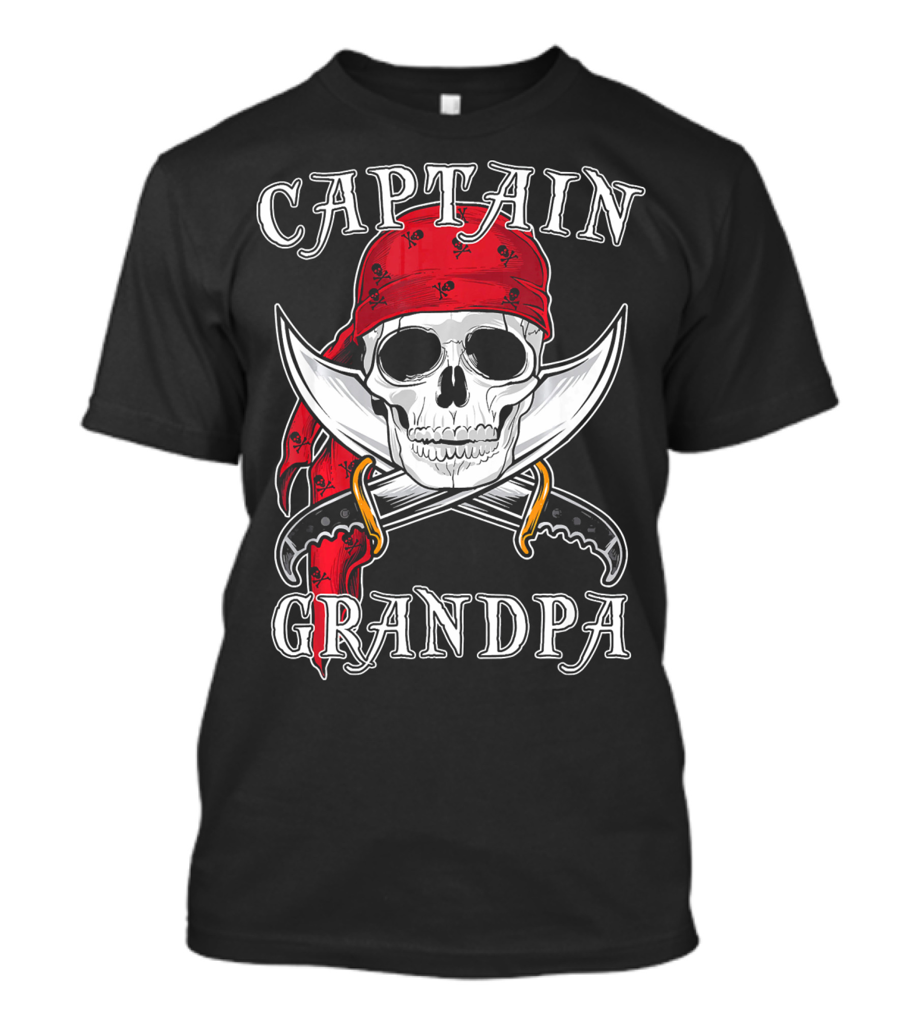 Captain Grandpa Skull Bandana Swords T-Shirt