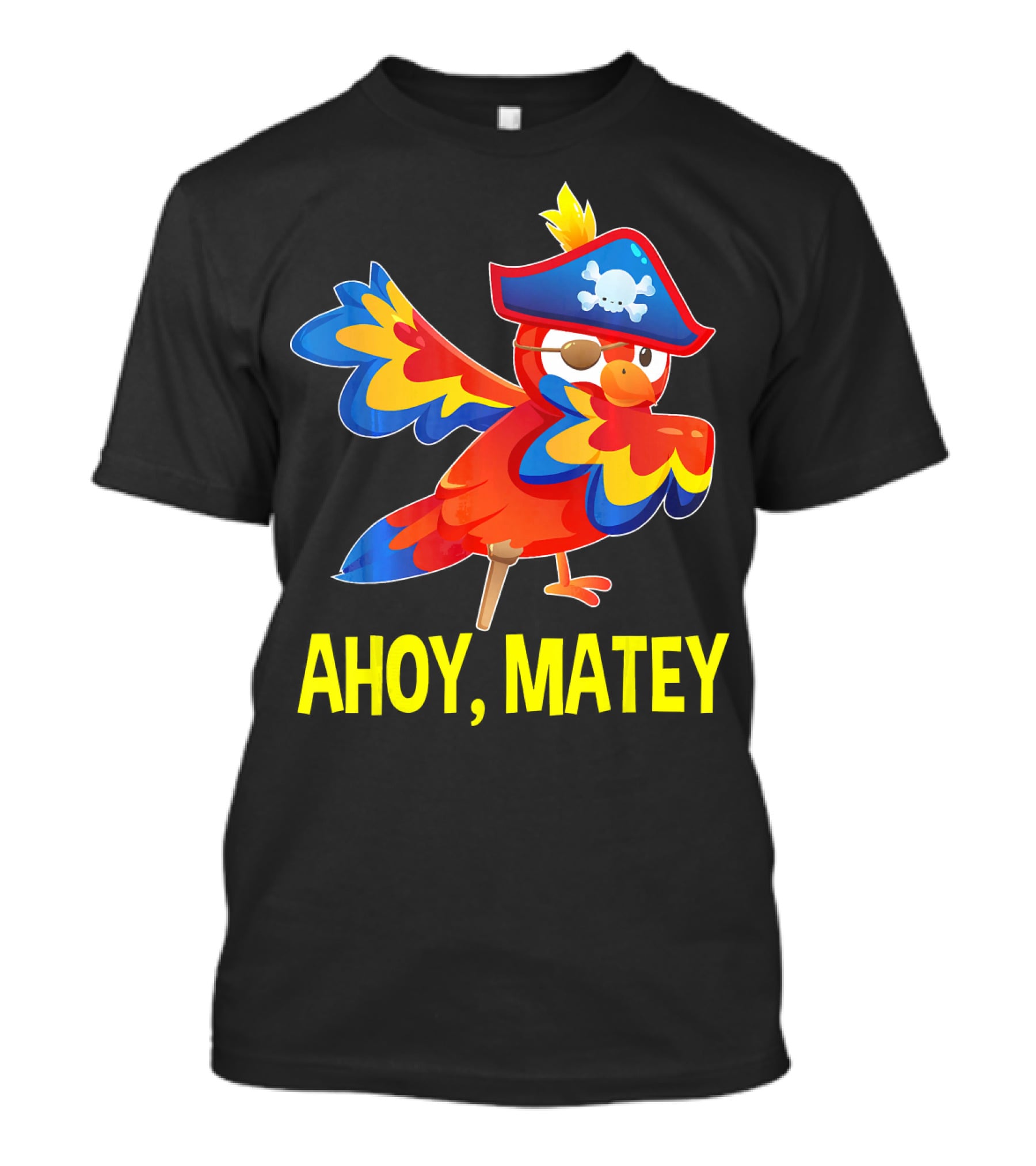 Ahoy Matey Dabbing Parrot With Pirate Hat And Skull Emblem T-Shirt