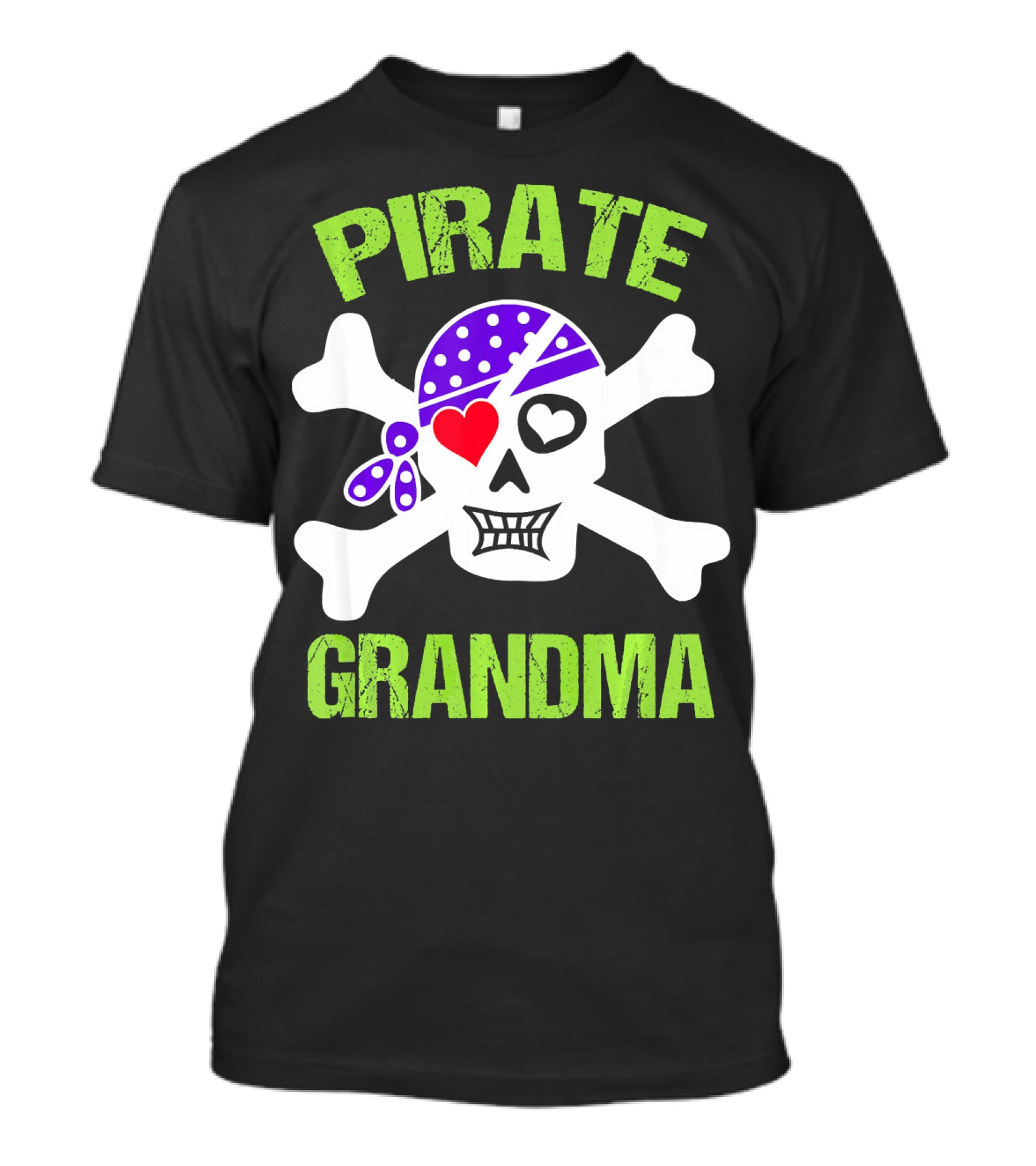 Pirate Grandma Skull With Bandana And Heart Eye T-Shirt