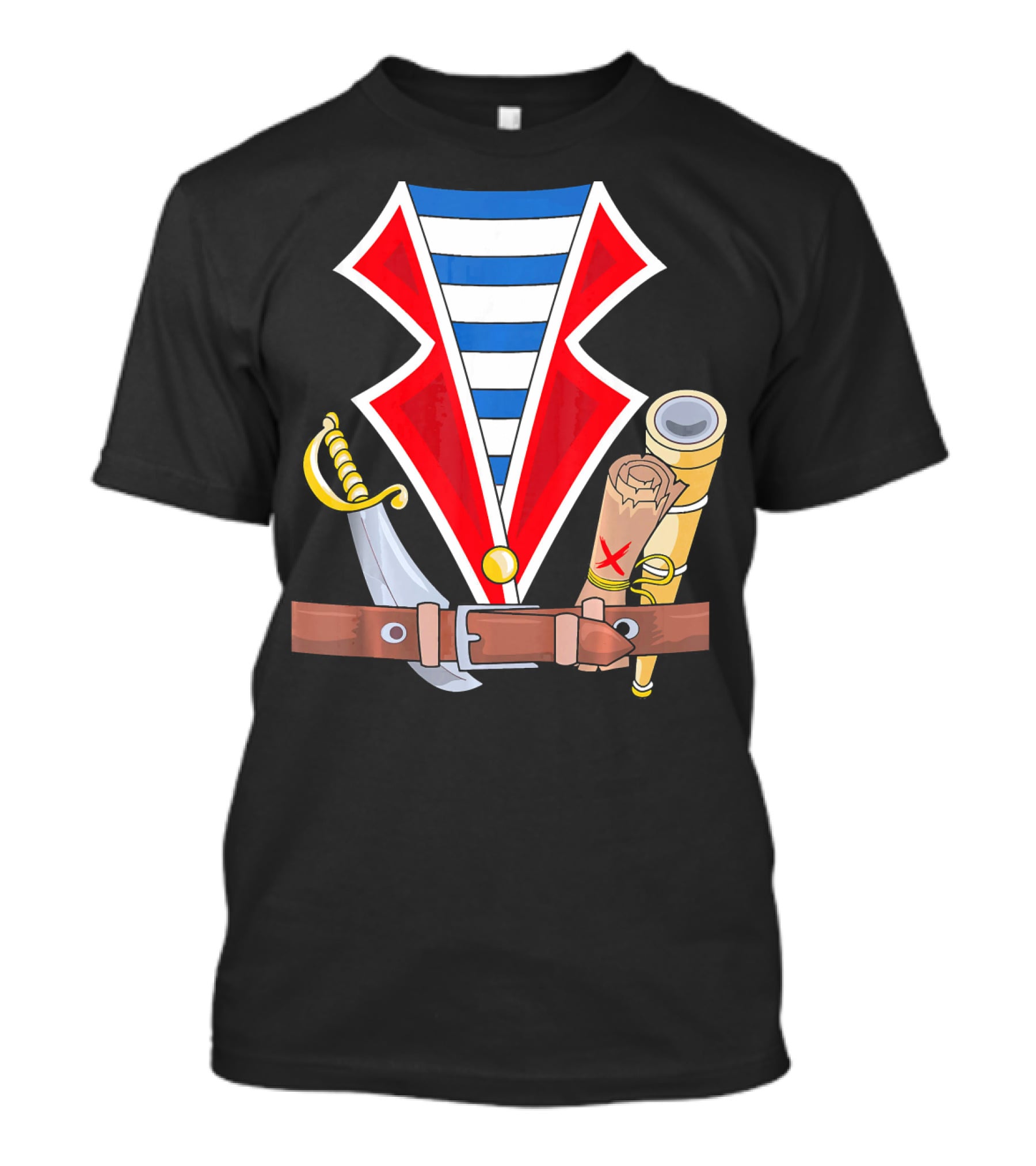 Halloween Pirate Costume Kids Pira Treasure Sword Map Spyglass T-Shirt