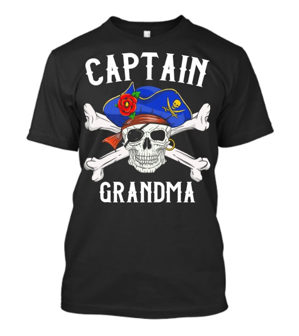Captain Grandma Funny Pirate Skull Crossbones T-Shirt
