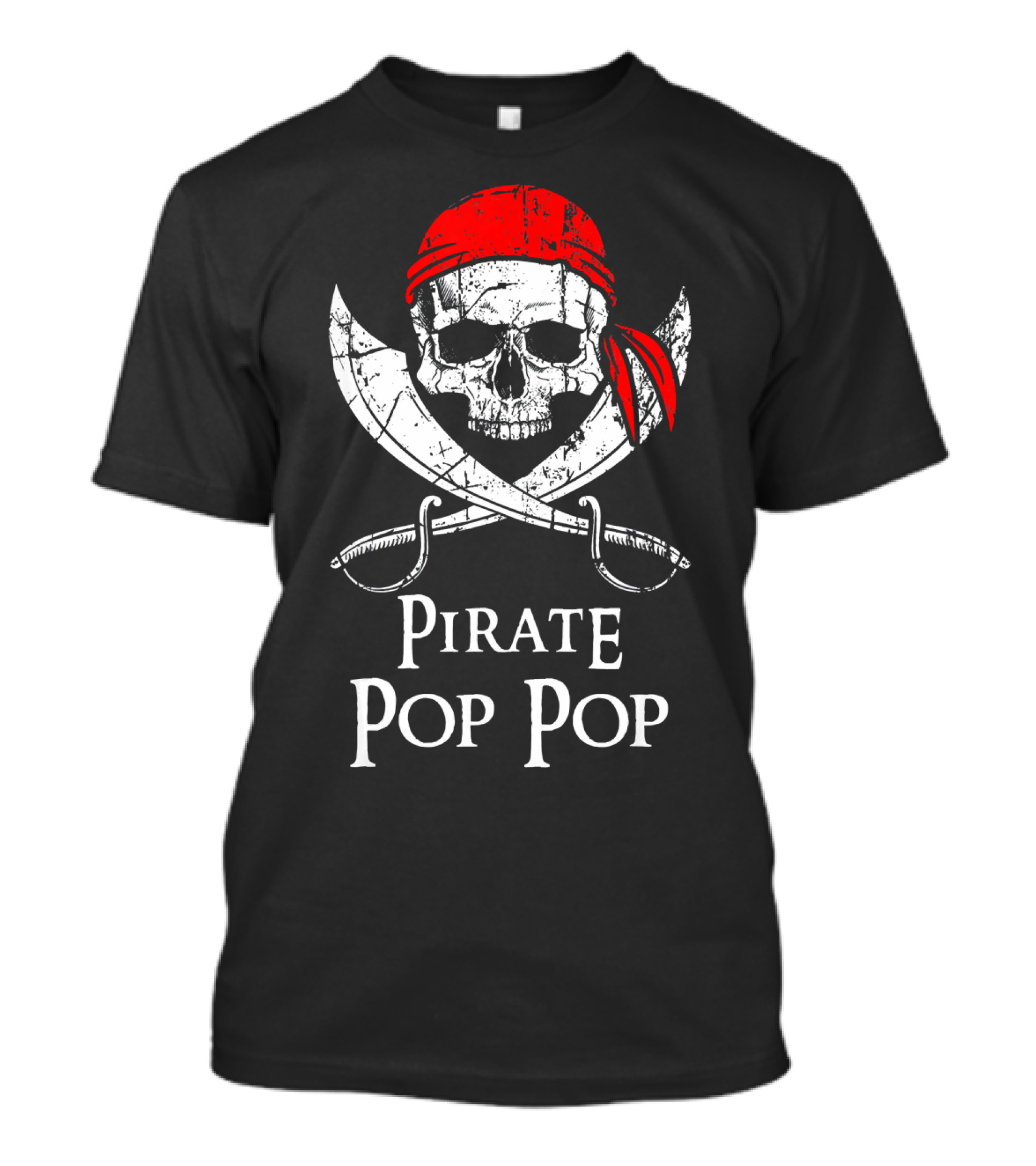 Pirate Pop Pop Skull And Crossed Swords Red Bandana T-Shirt
