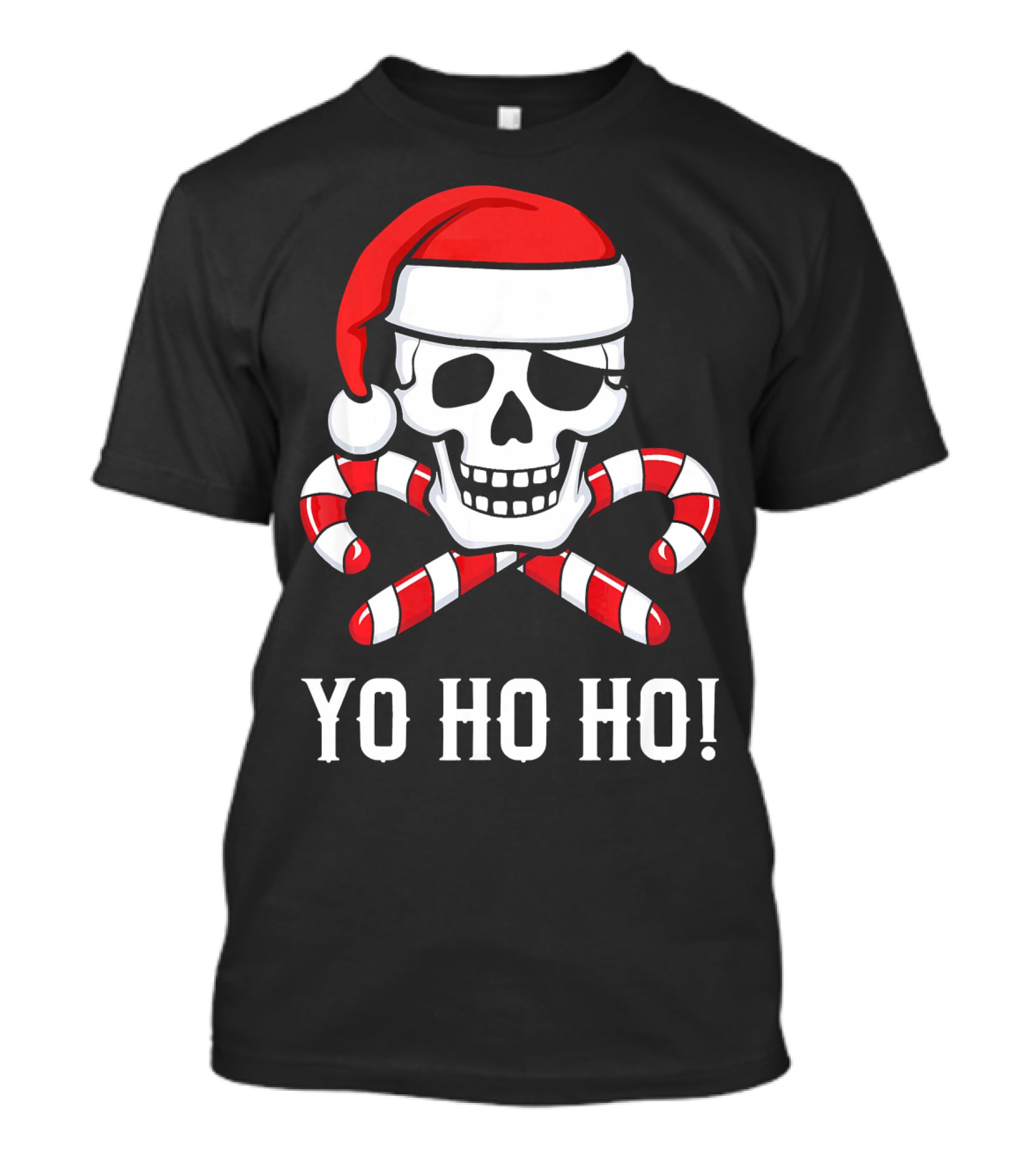 Yo Ho Ho Santa Pirate Skull Candy Canes T-Shirt