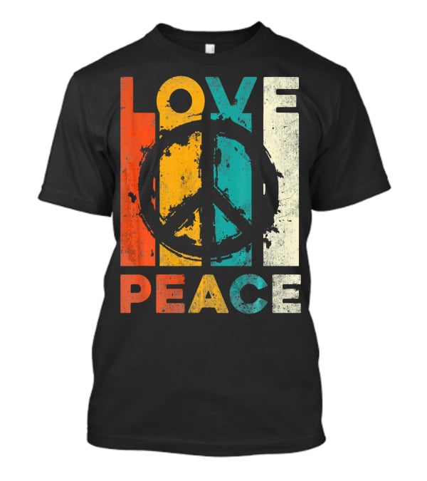 Love Peace Retro 60s 70s Vibe With Tie Dye Peace Sign T-Shirt