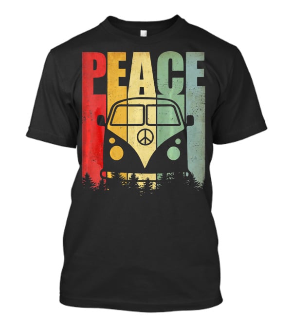PEACE Retro Van Red Yellow Blue Forest T-Shirt