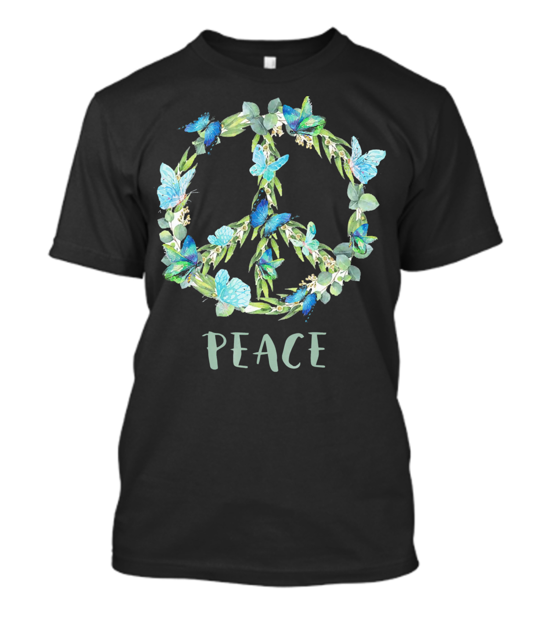 Peace Let It Be Antisocial Butterfly Floral Peace Sign With Butterflies T-Shirt