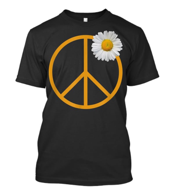 Peace Sign Yellow Outline White Daisy Flower Boho Hip T-Shirt
