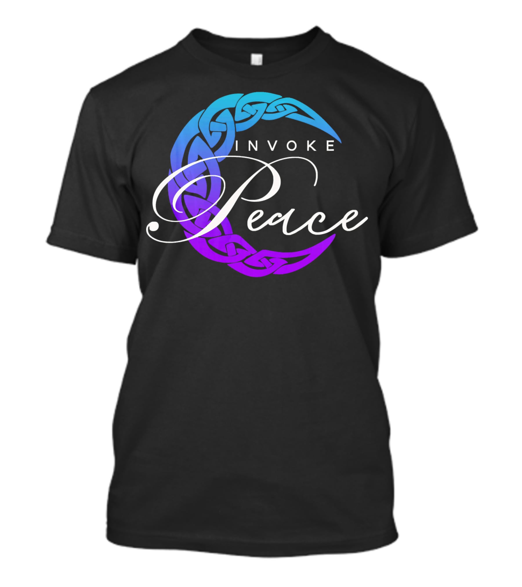 Invoke Peace Celtic Wiccan Crescent Moon T-Shirt