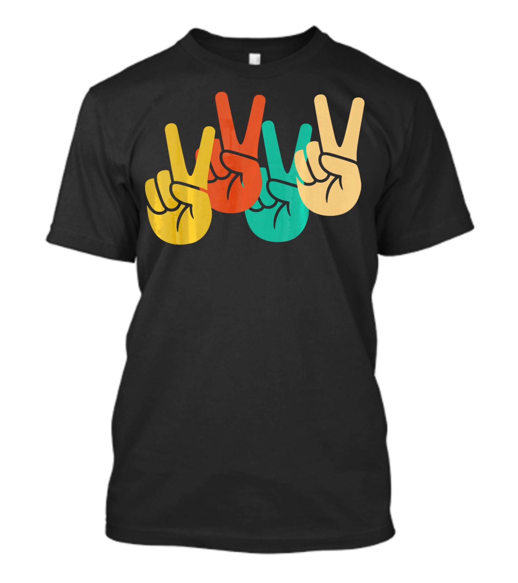 Retro Vintage Peace Love 60s 70s Colorful Peace Sign Hands T-Shirt