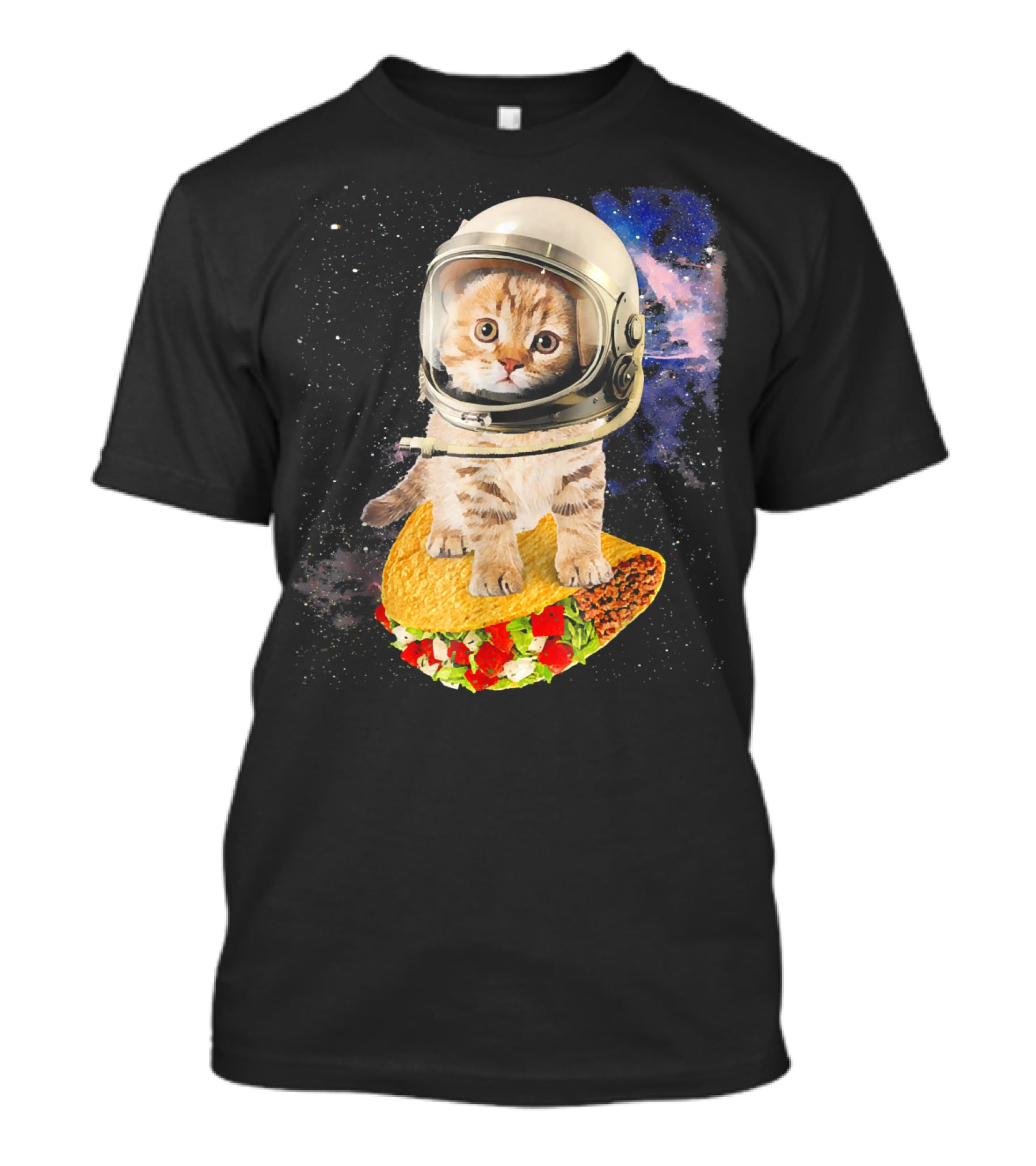 Space Cat Riding Tacos In Astronaut Helmet Galaxy Adventure T-Shirt