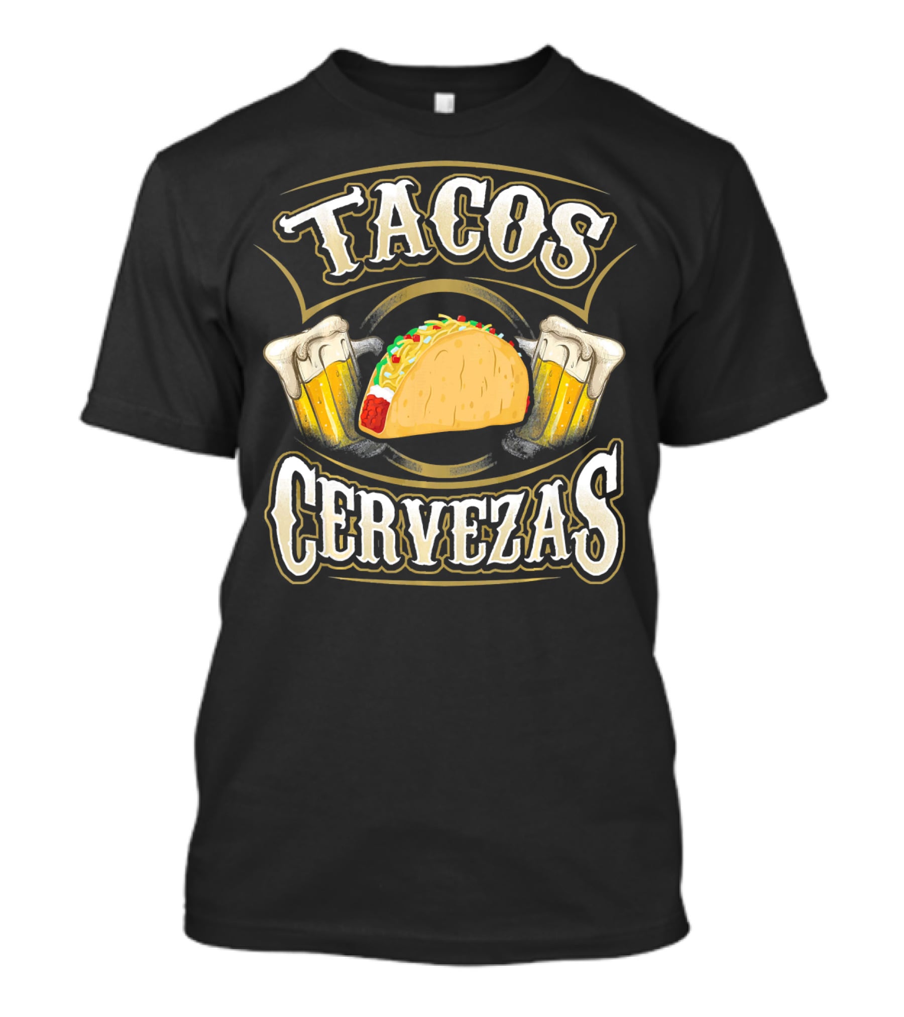 Tacos Cervezas With Taco And Beer Glasses T-Shirt
