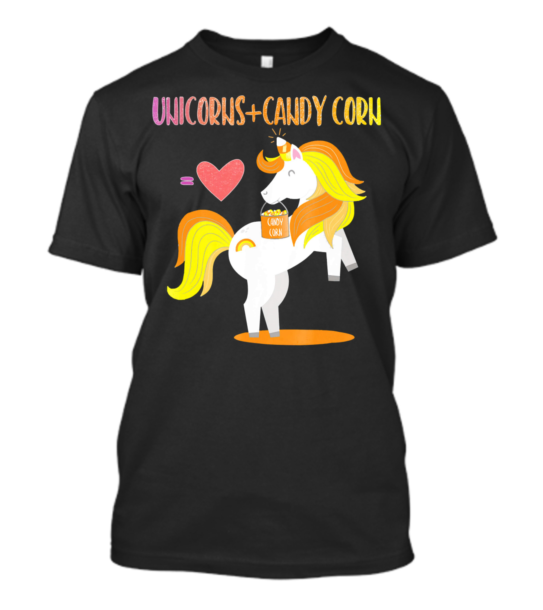Unicorns Candy Corn Heart Equation T-Shirt