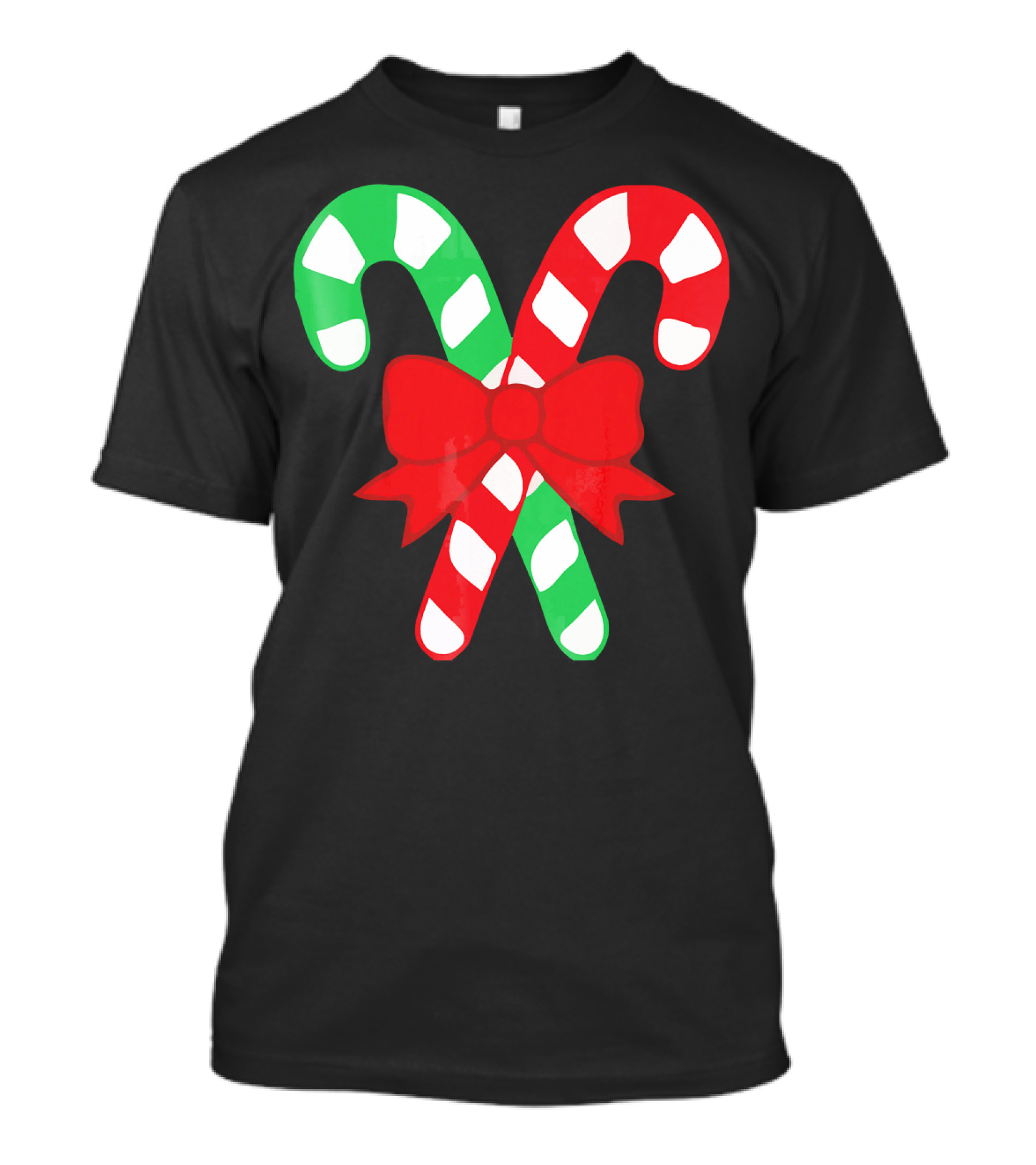Candy Canes Christmas Holiday Red Bow Iconic Symbols T-Shirt
