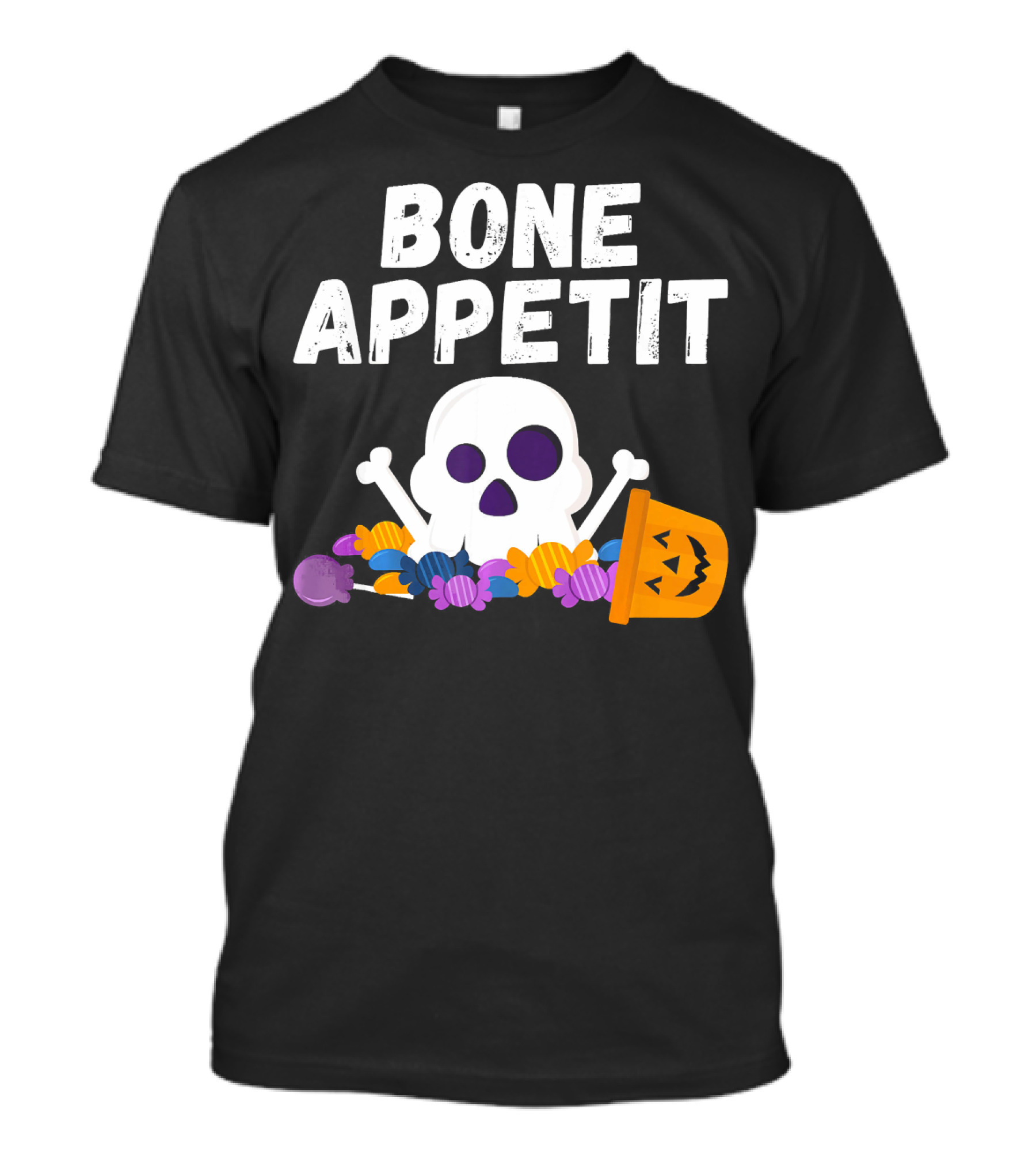 Bone Appetit Funny Skull Halloween Candy Pumpkin Chef Pun T-Shirt