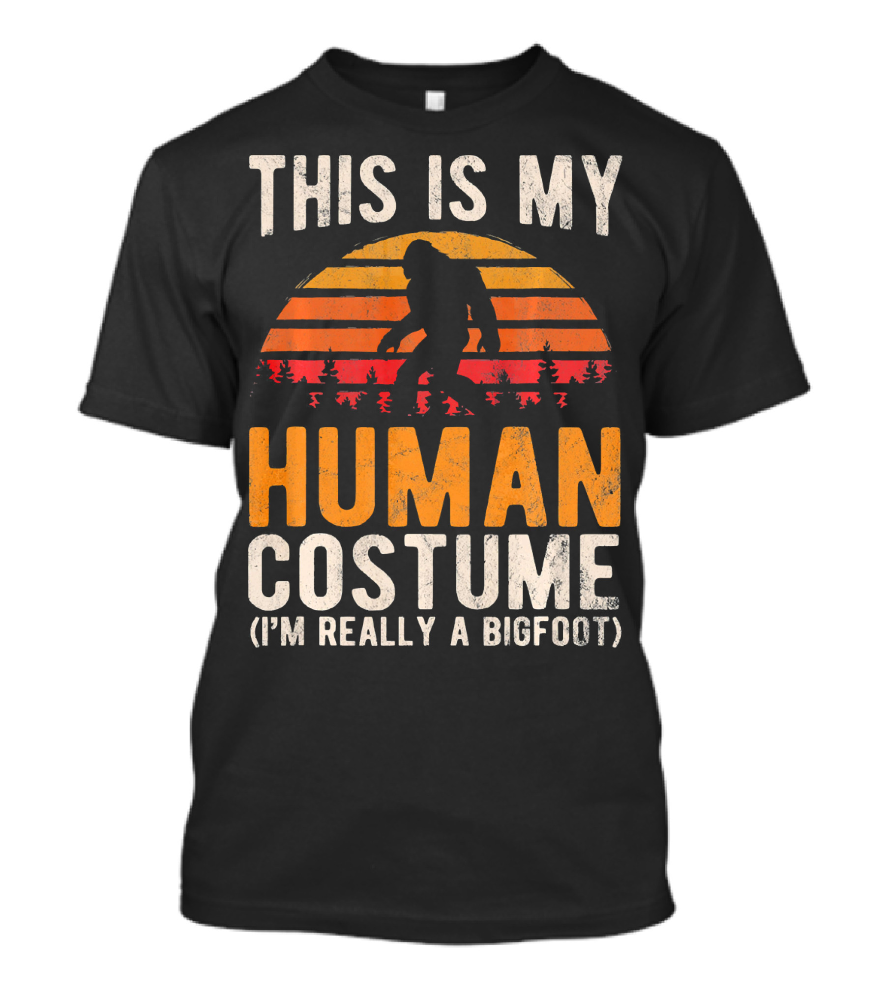 This Is My Human Costume I'm Really A Bigfoot Vintage Sunset T-Shirt