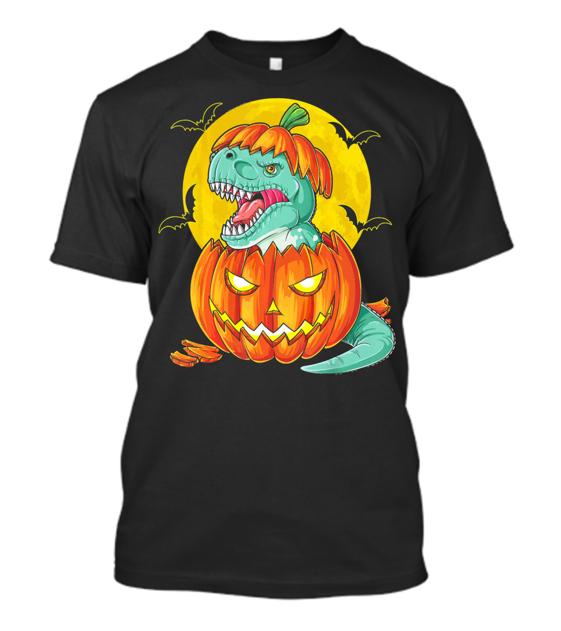 Dinosaur Pumpkin Halloween Moon Bats T-Shirt
