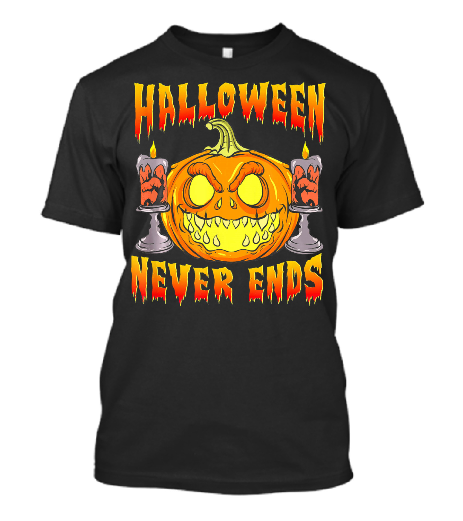 Halloween Never Ends Scary Pumpkin With Spooky Candles T-Shirt