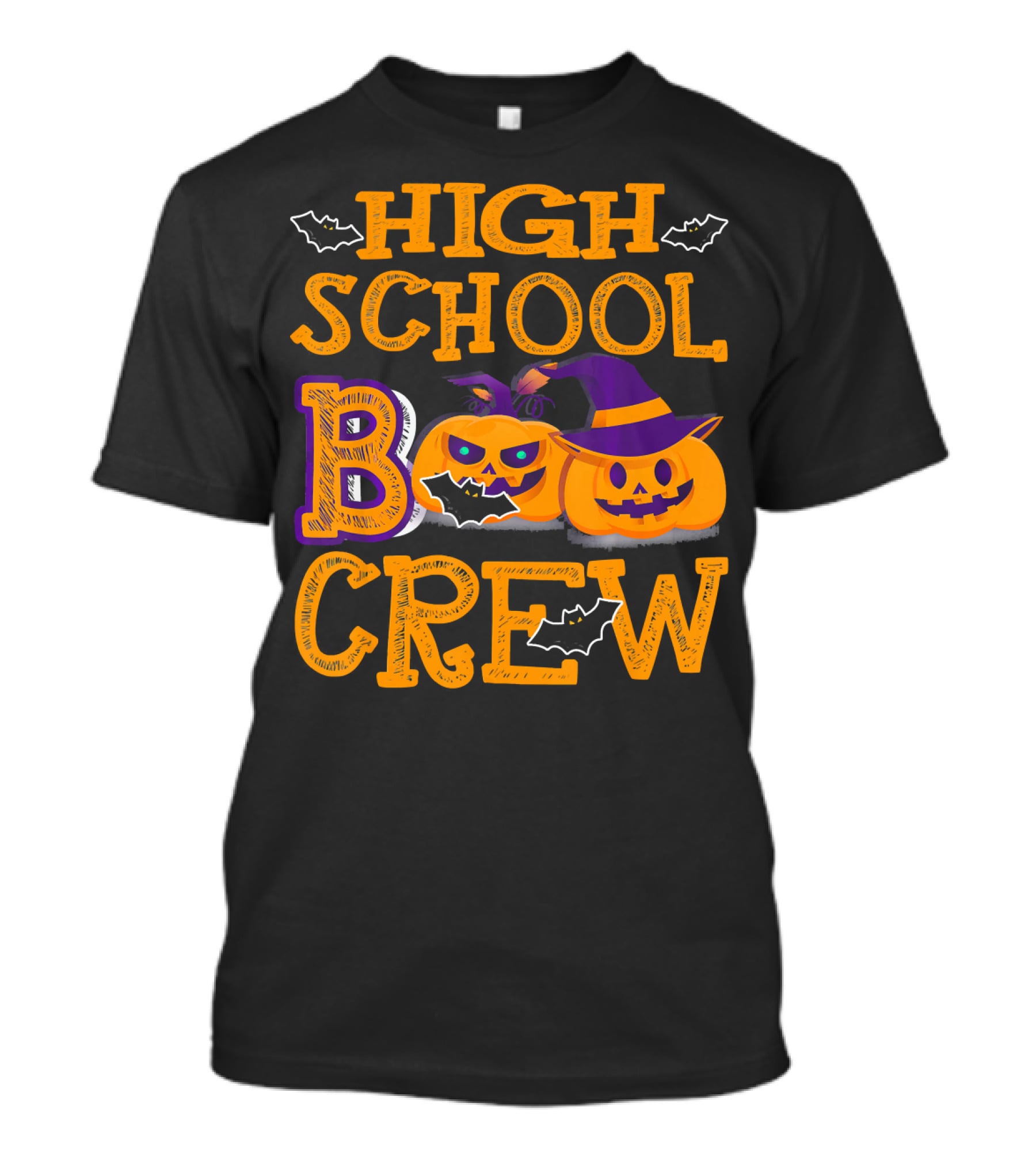 High School Boo Crew Halloween Pumpkins And Bats T-Shirt
