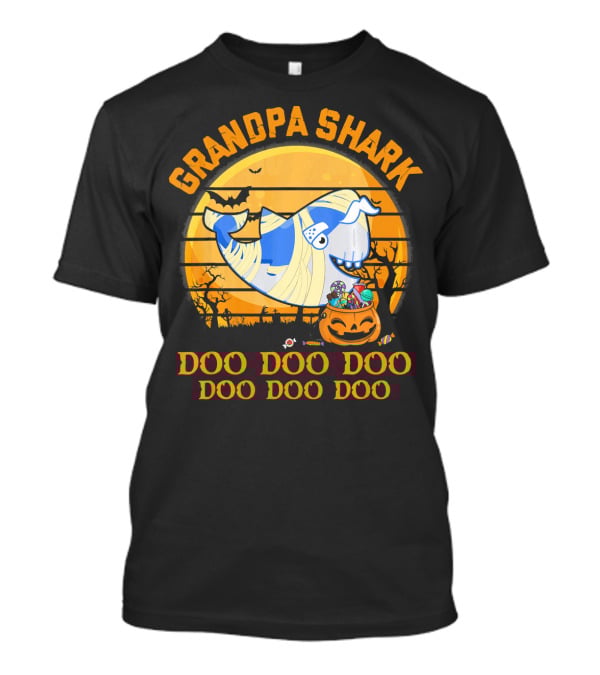 Grandpa Shark Doo Doo Doo Halloween Pumpkin Bat Mummy Candy T-Shirt