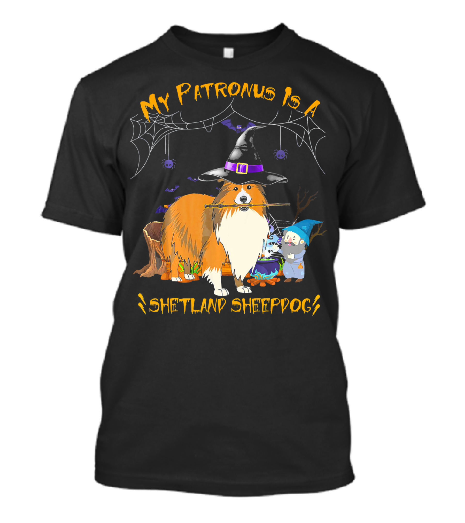 My Patronus Is A Shetland Sheepdog Halloween Witch Hat And Gnome T-Shirt
