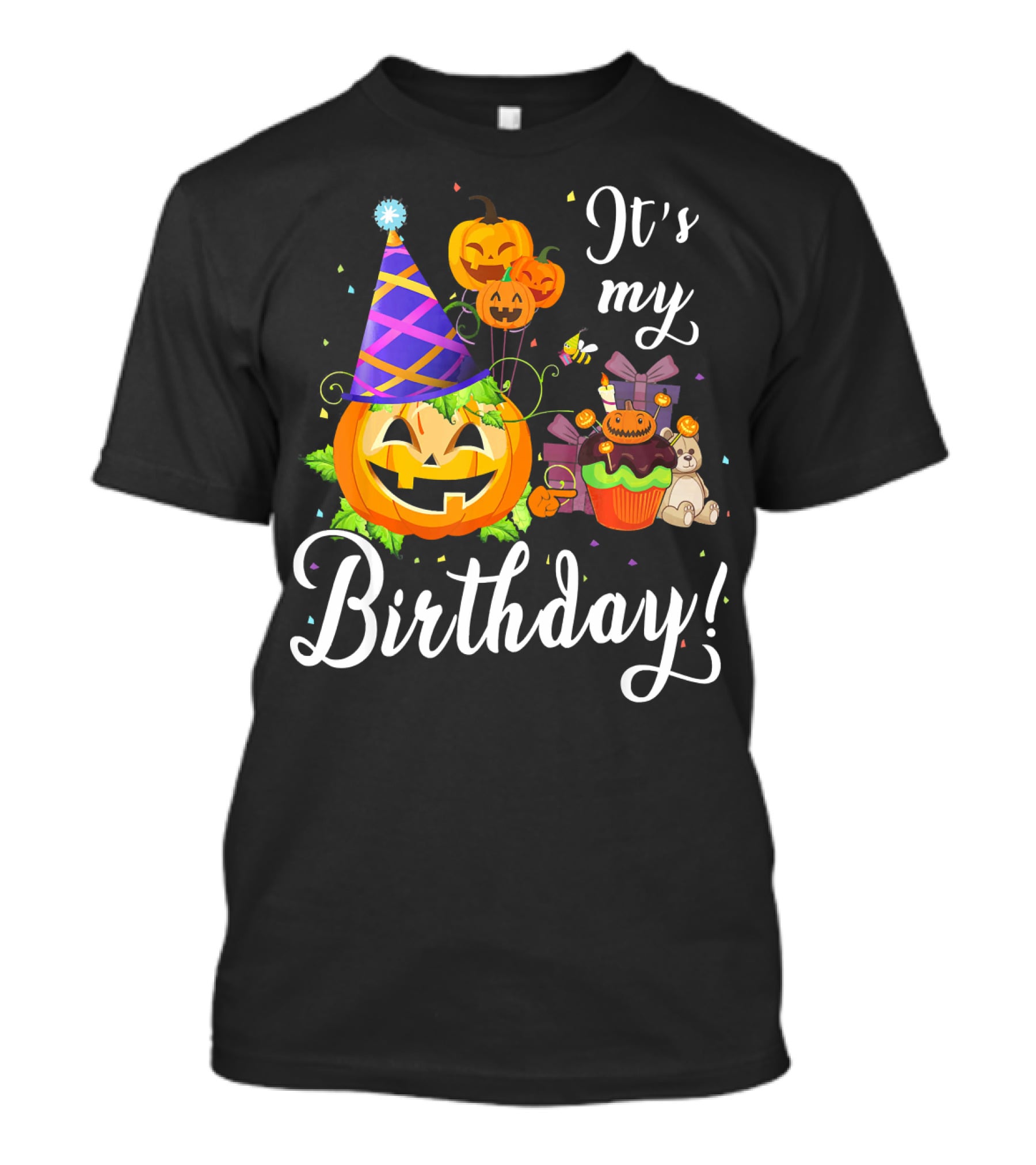 It's My Birthday Cute Pumpkin With Party Hat And Cupcake Fun T-Shirt