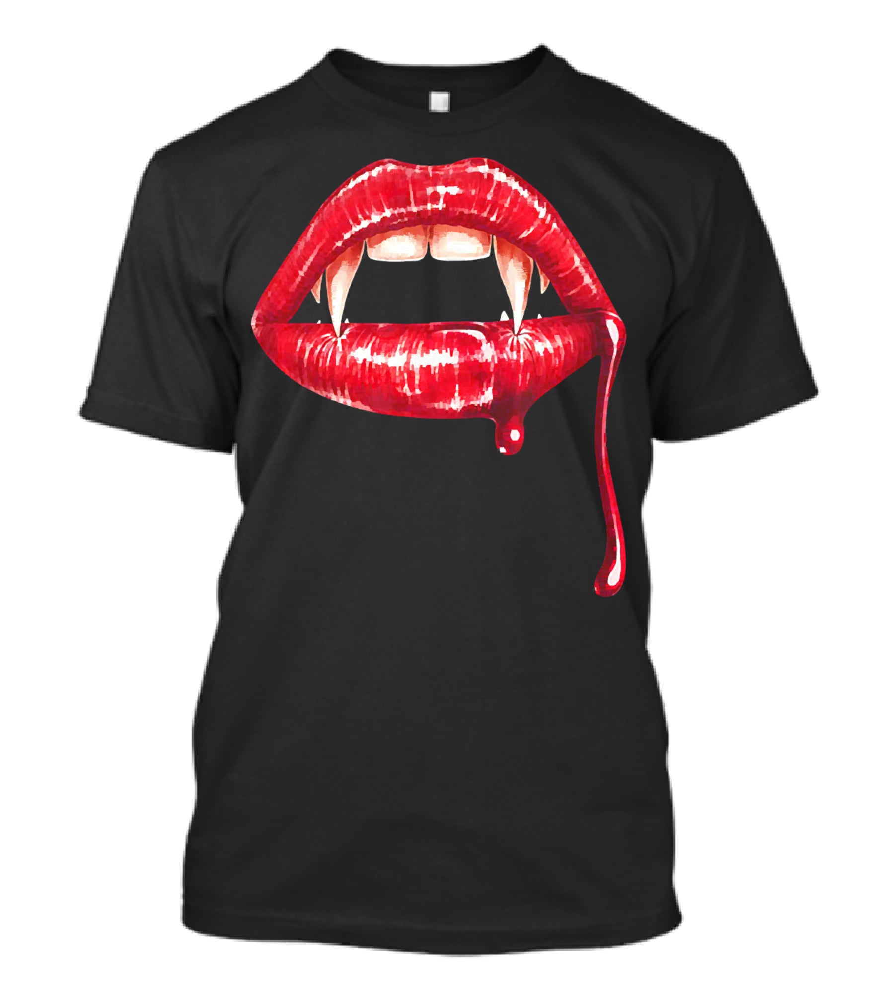 Awesome Vampire Fangs Lips With Blood Dripping Dracula T-Shirt