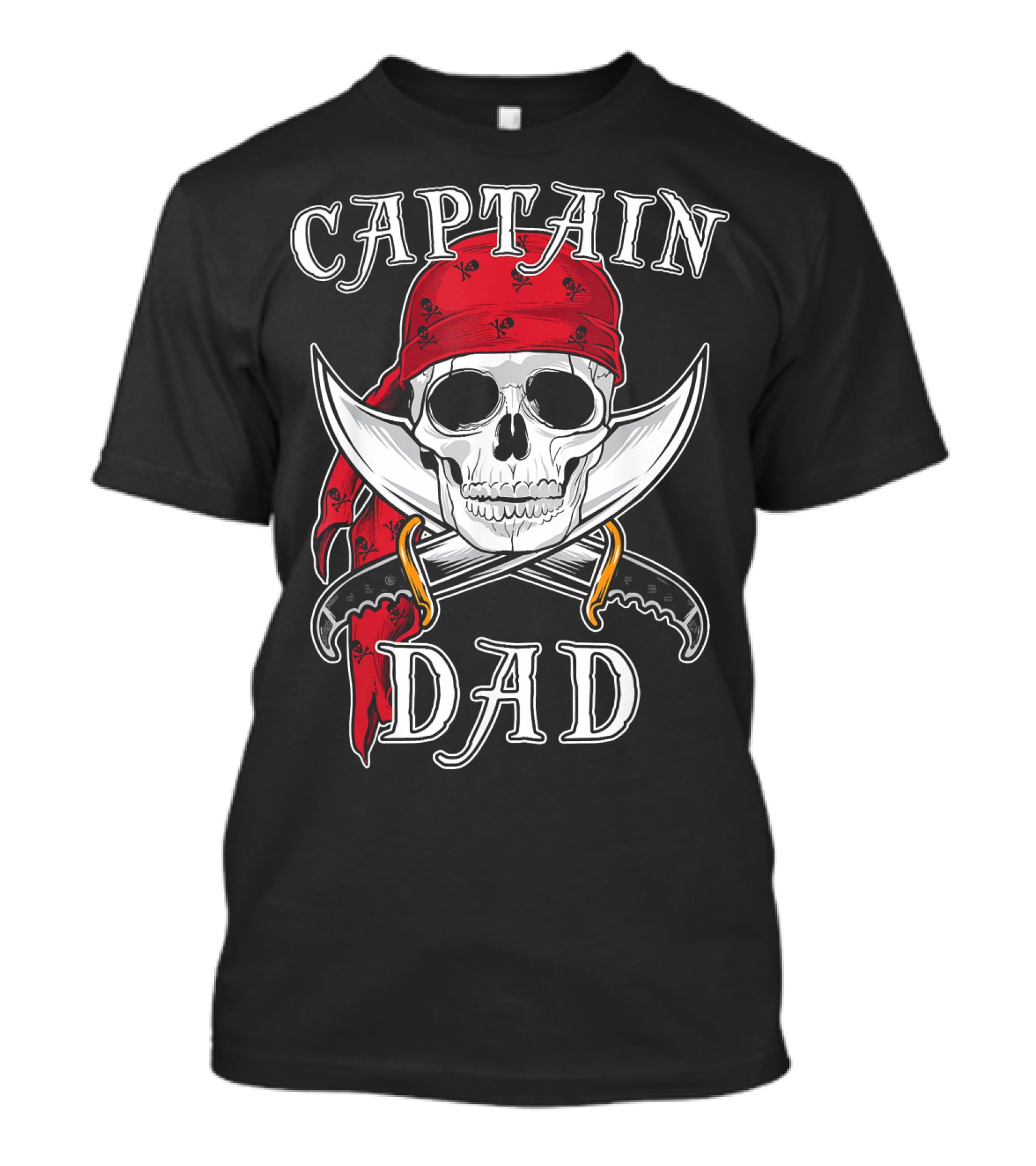Captain Dad Funny Halloween Pirate Skull Bandana Swords T-Shirt