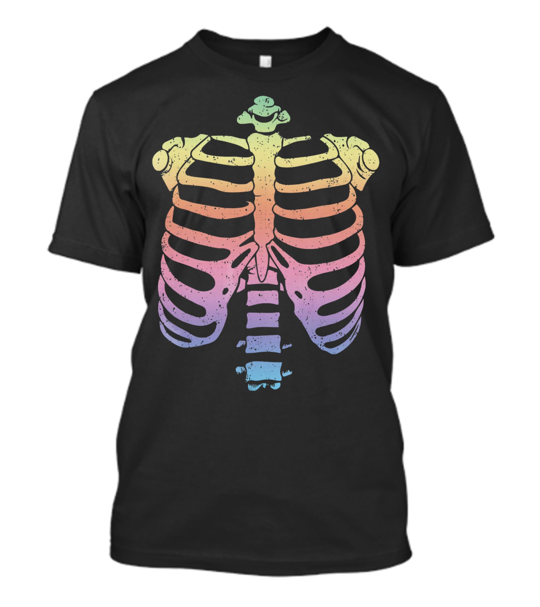 Halloween Skeleton Rib Cage Rainbow Zomb T-Shirt