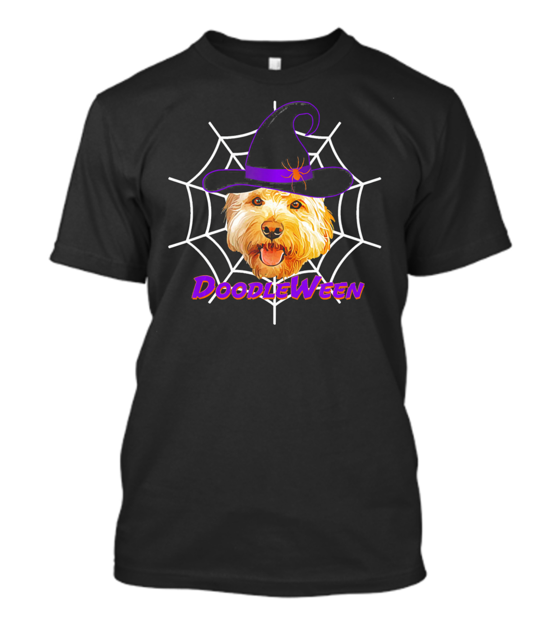 DoodleWeen Goldendoodle In Witch Hat Halloween Dog T-Shirt