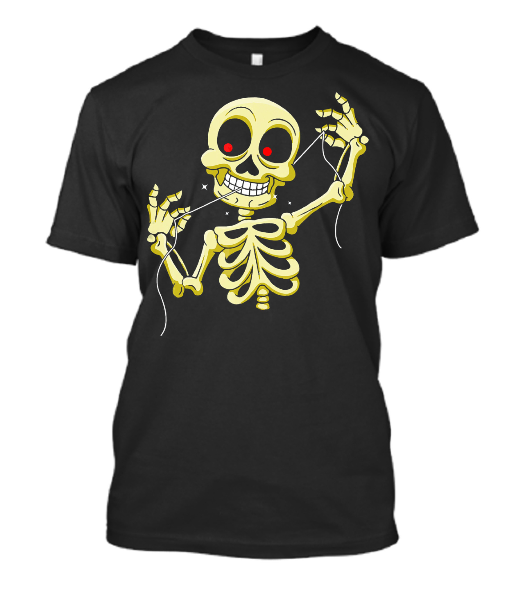 Flossing Skeleton With Red Eyes And Grinning Teeth T-Shirt