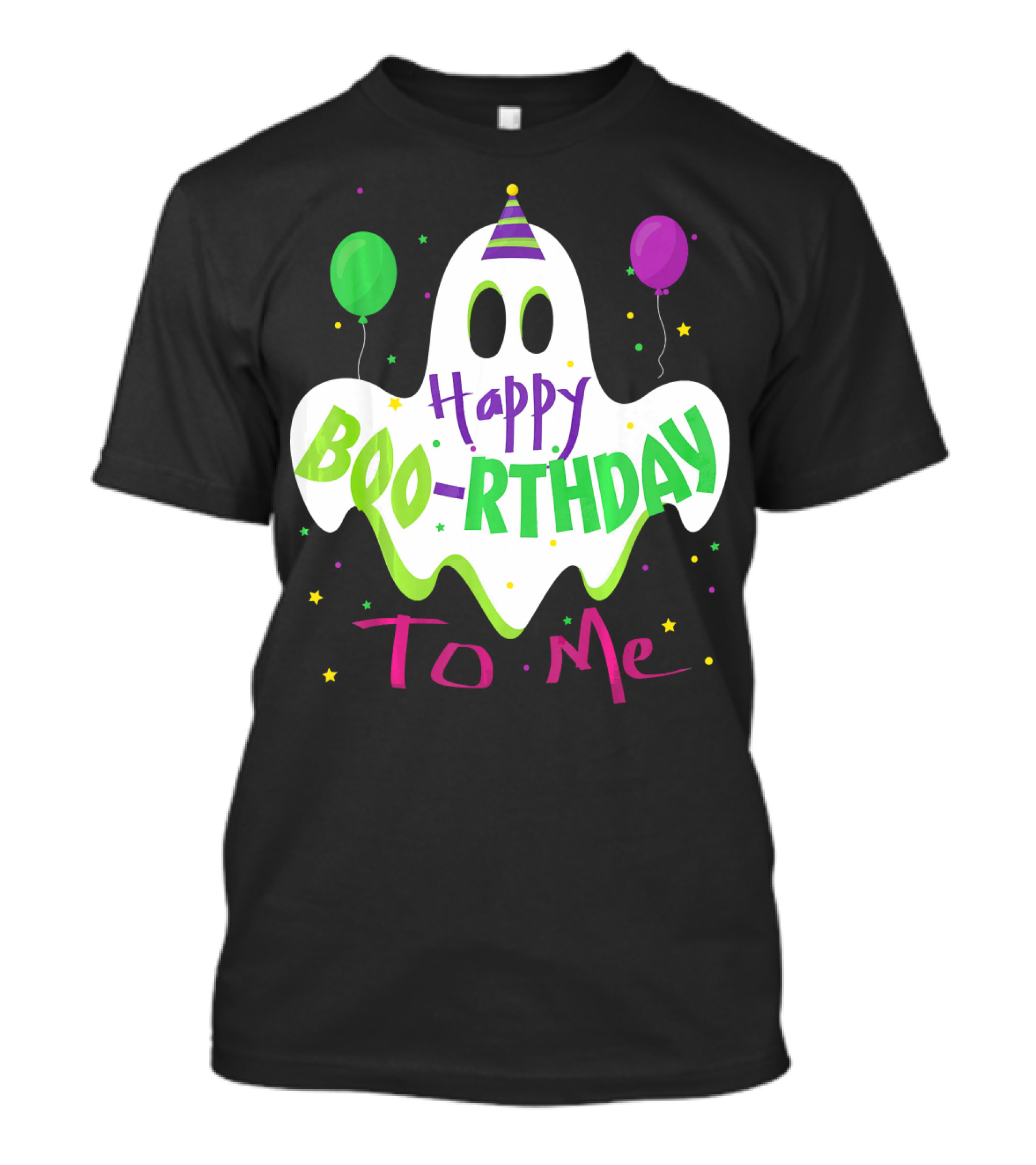 Happy Boo-Rthday To Me Ghost With Party Balloons T-Shirt